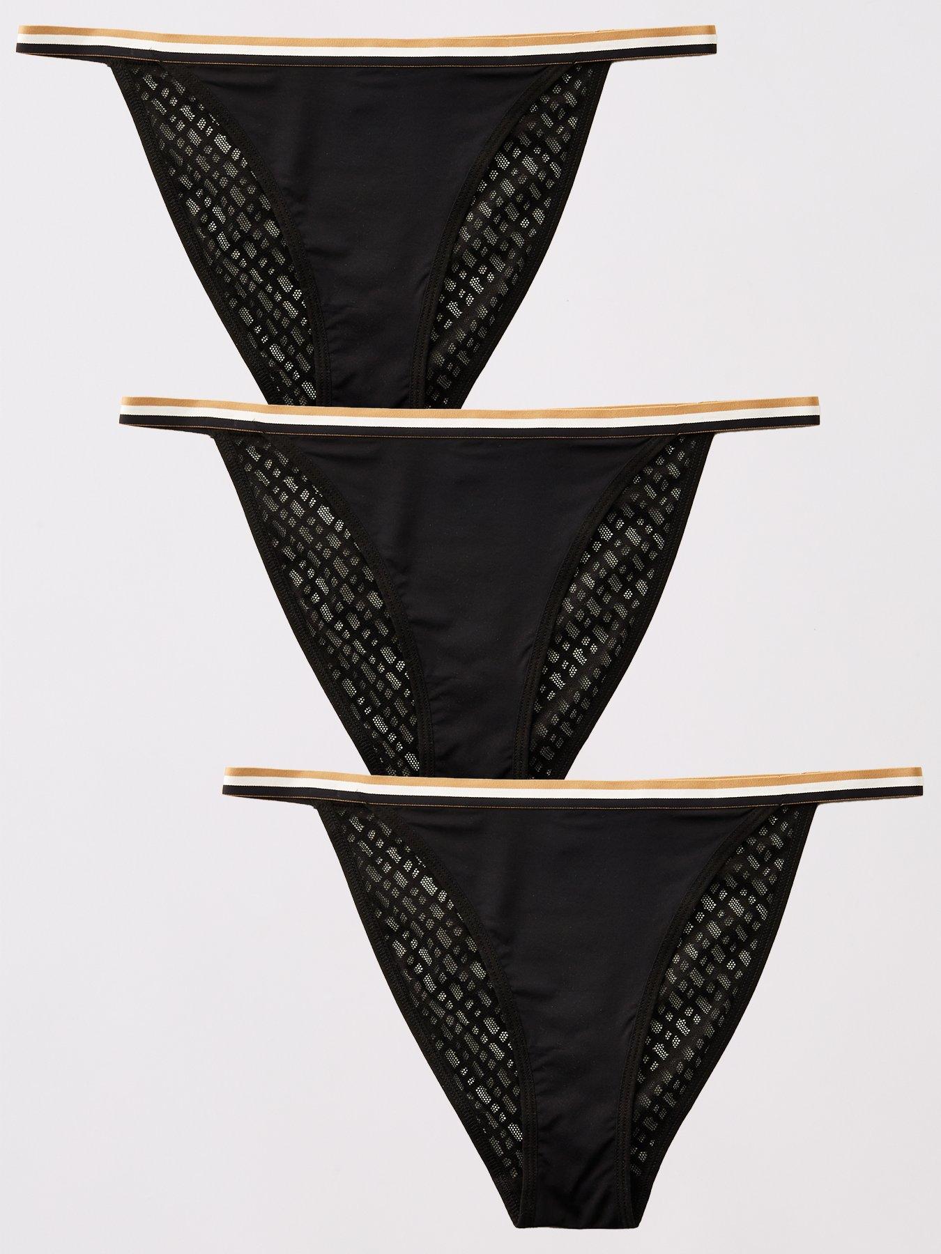undefined 3 Pack Lace Brief Set - Black