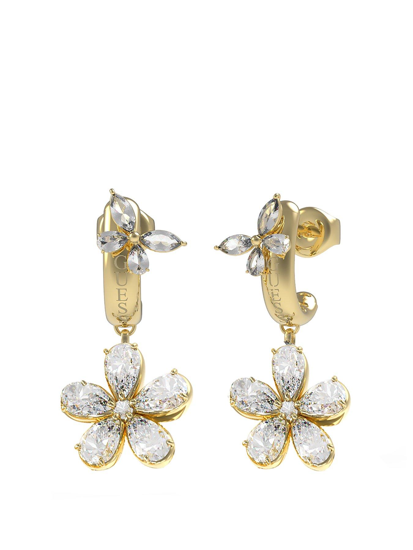 Guess gold tone 30MM LILY FLOWER J HOOPS