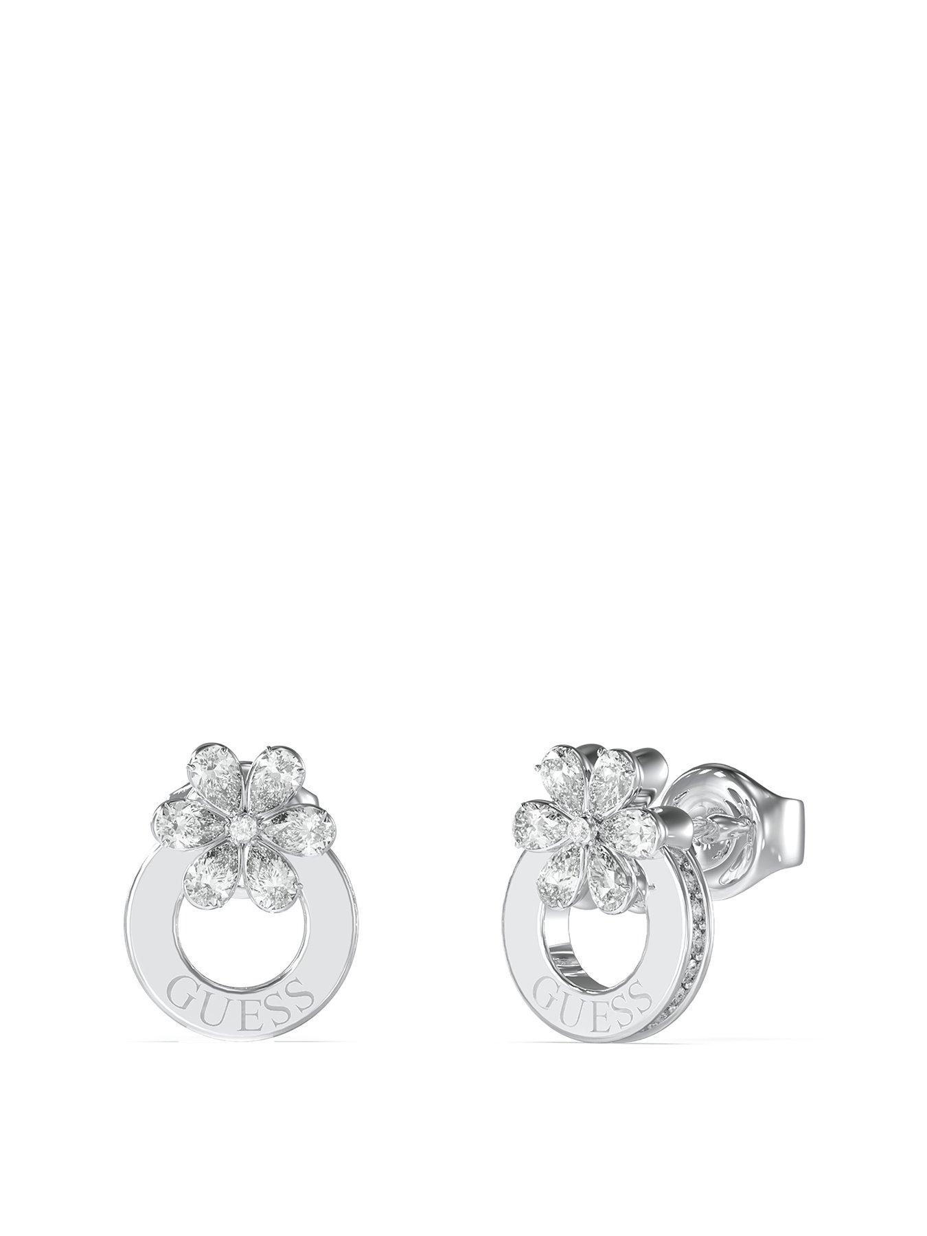 Guess silver tone 12MM LILY FLOWER STUDS