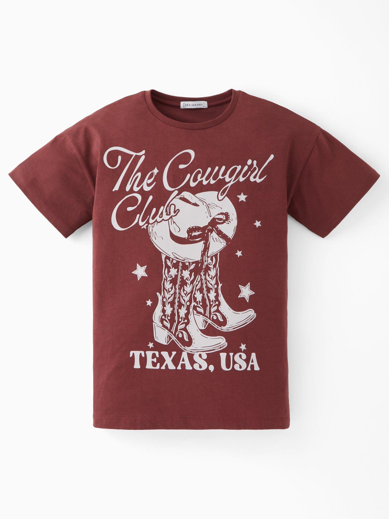 V by Very Girls Cowgirl Print T-shirt - Dark Burgundy