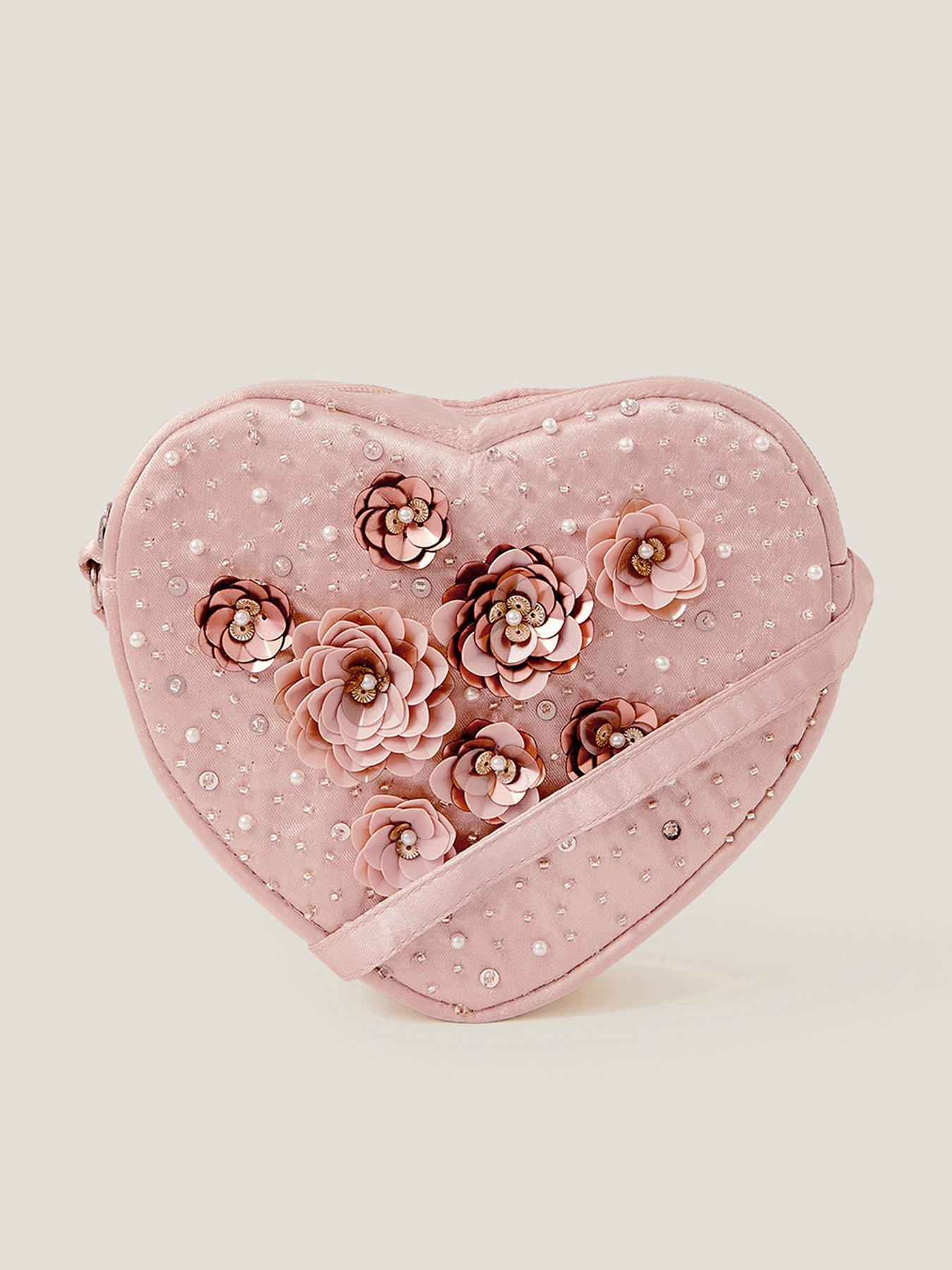 undefined Girls Sequin Flower Heart Bag - Pink