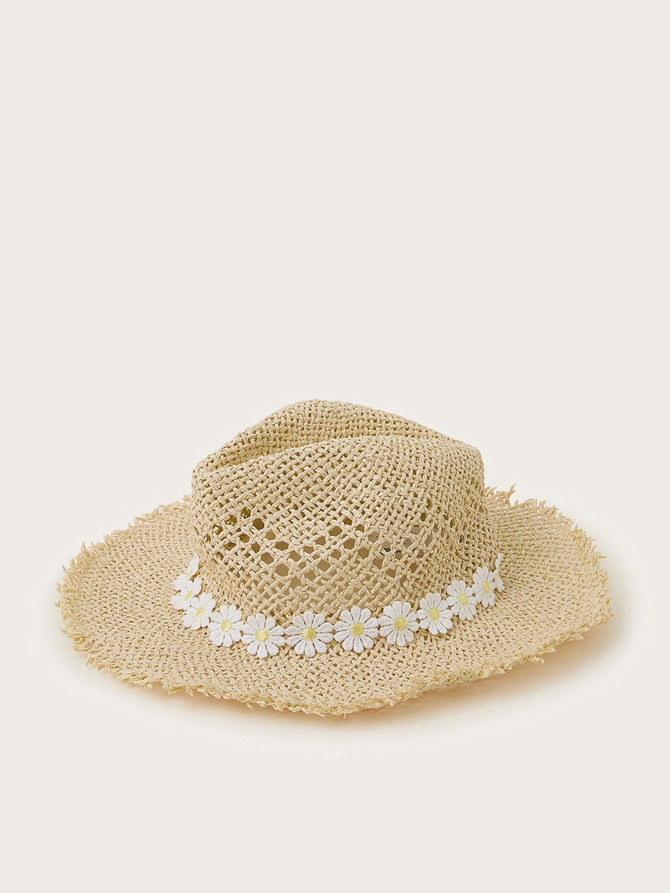 undefined Girls Daisy Chain Floppy Straw Hat - Light Cream