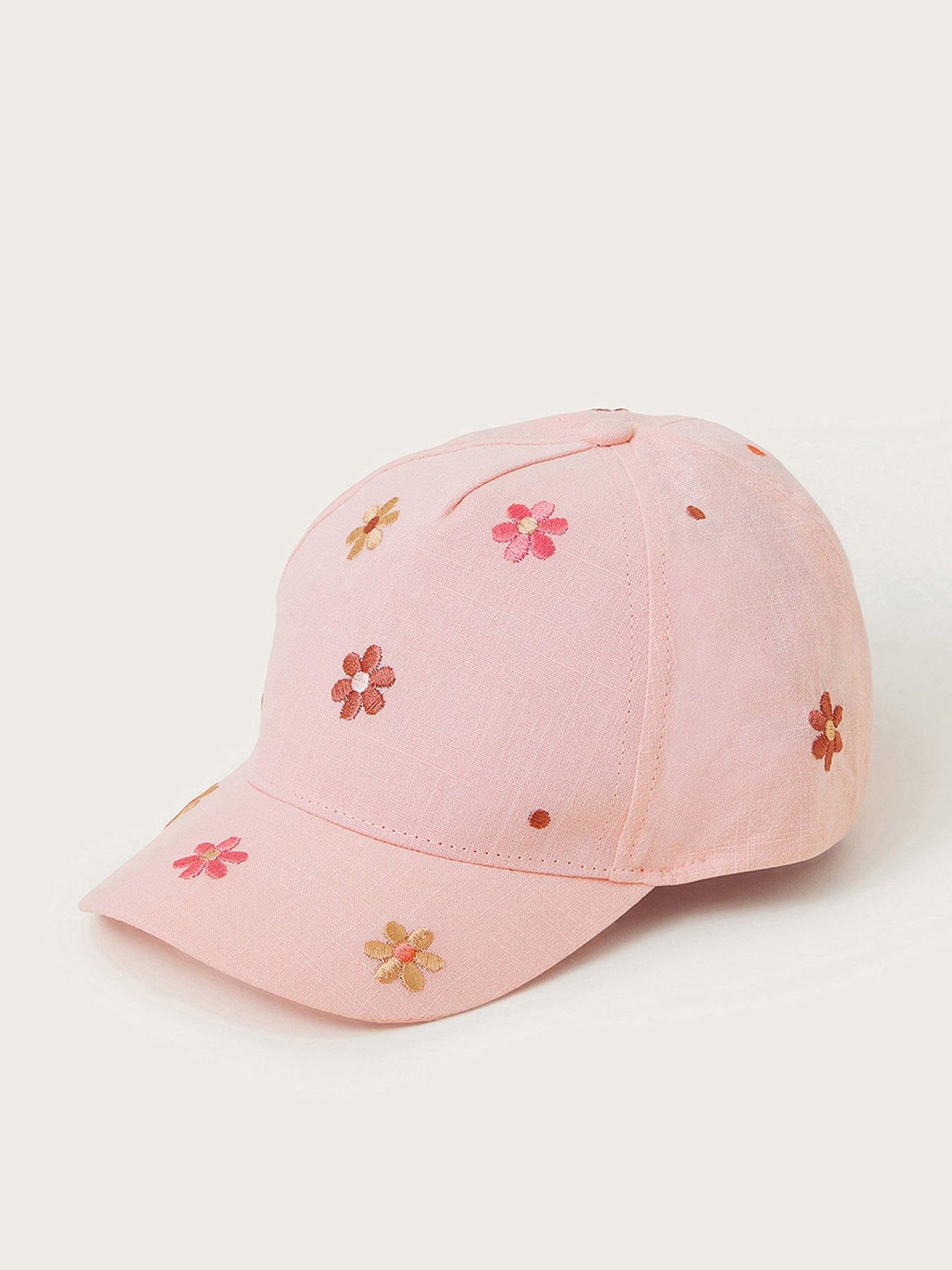 undefined Girls Floral Embroidered Cap - Pink