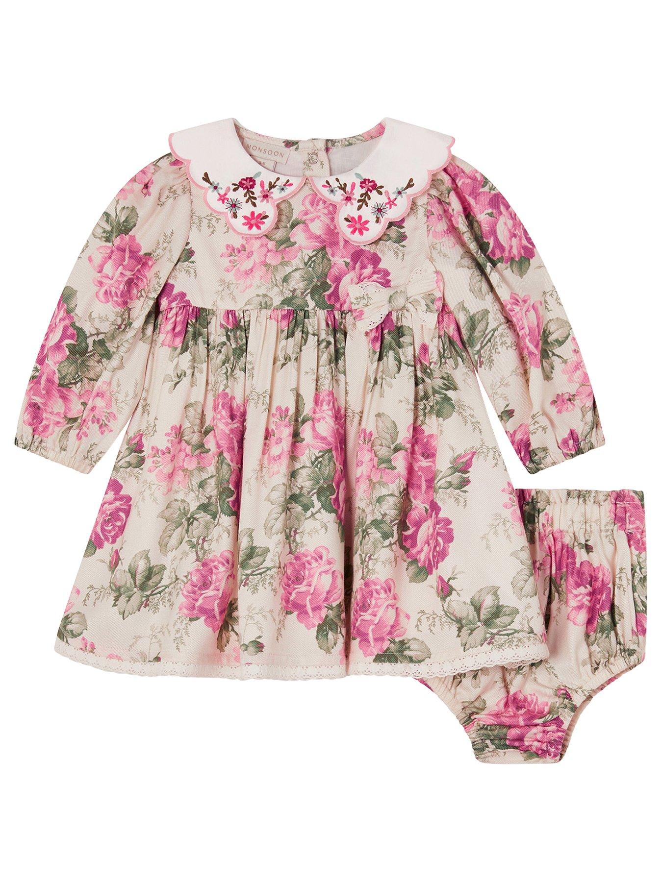 undefined Baby Girls Betsy Floral Dress And Briefs Set - Light Cream