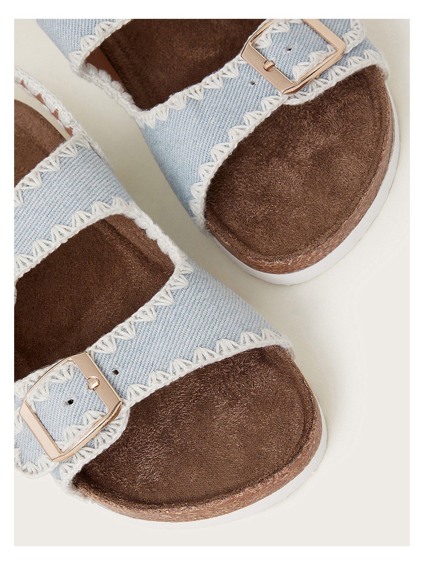 Image 3 of 3 of Monsoon Girls Denim Whipstitch Buckle Sandals - Blue