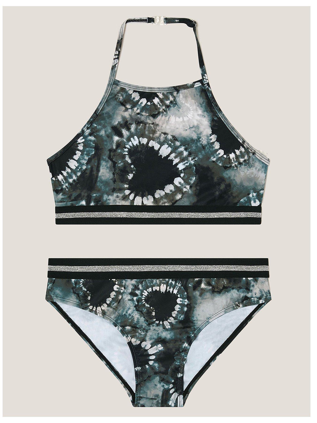 undefined Girls Mono Heart Tie Dye Bikini Set - Black