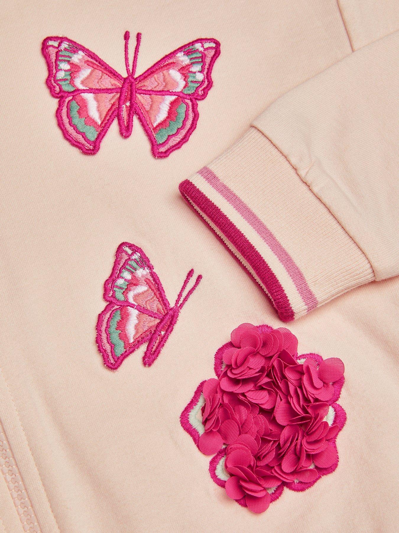 Image 3 of 3 of Monsoon Girls Applique Badge Zip Through Hoodie - White