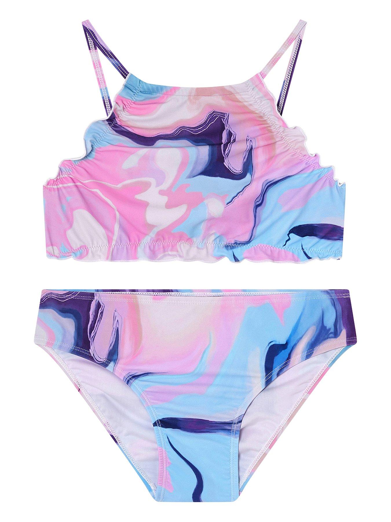 undefined Girls Storm Marble Scalloped Bikini - Multi