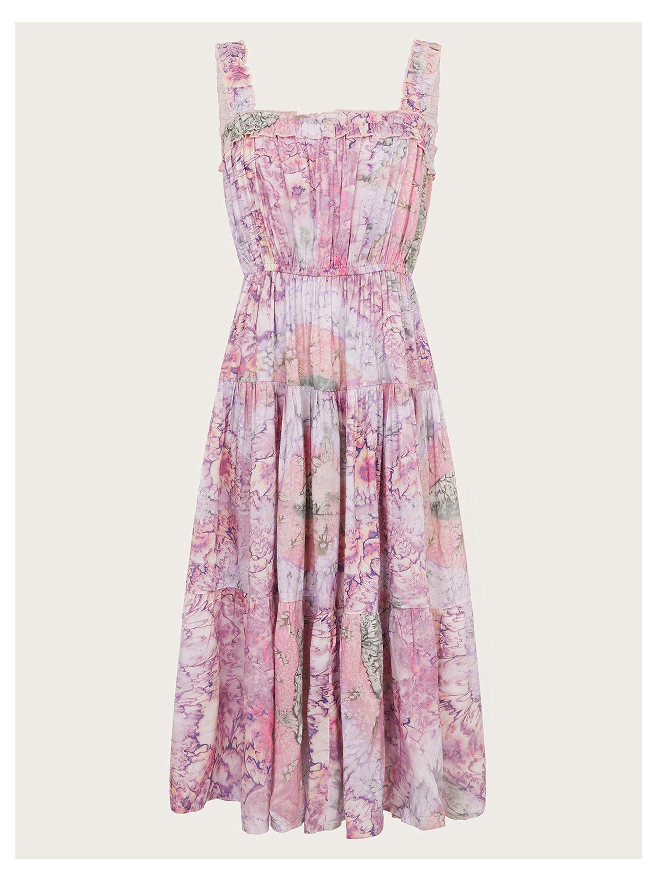 undefined Girls Strappy Marbled Floral Maxi Dress - Pink