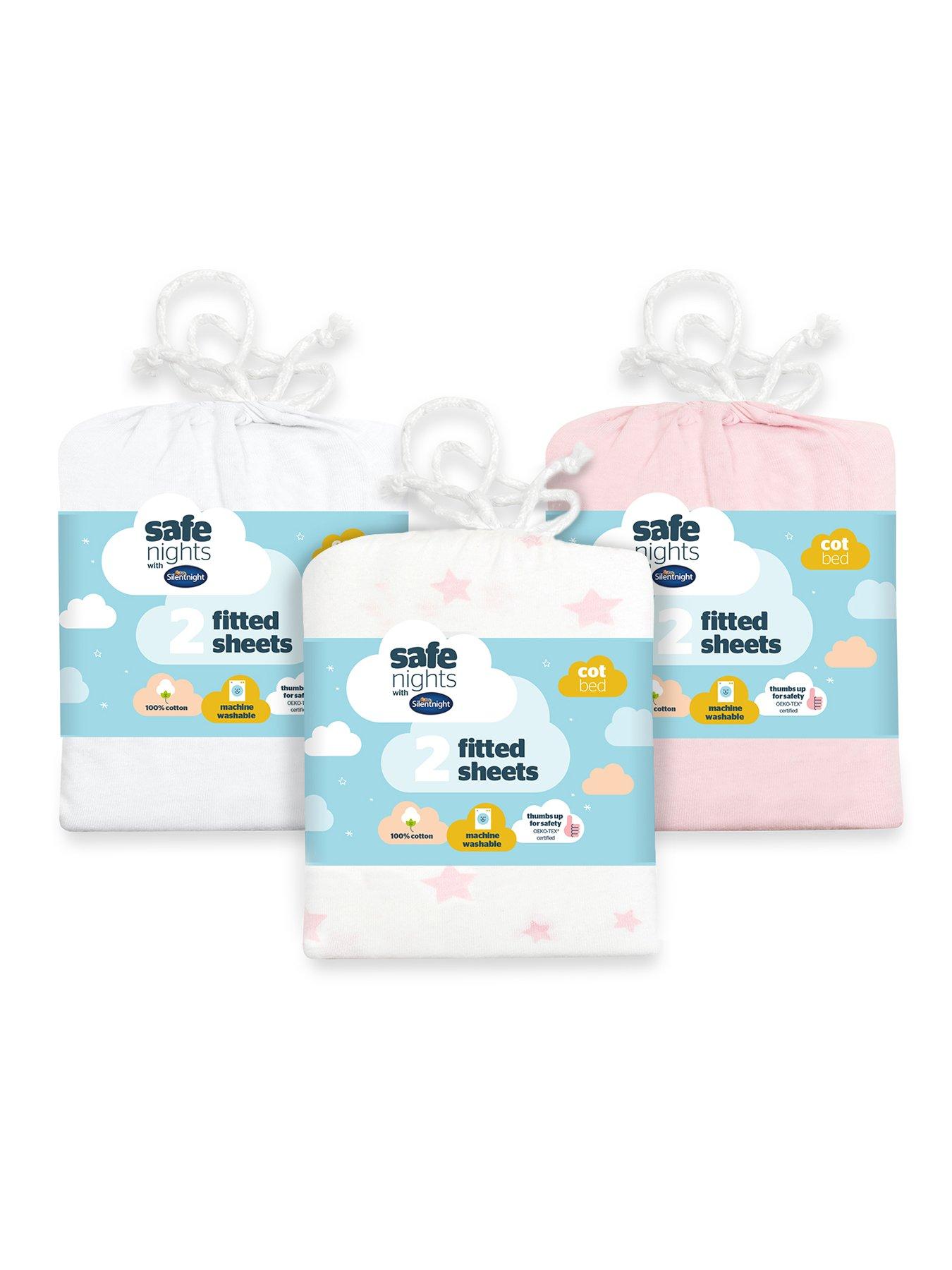 Image 1 of 7 of Silentnight Safe Nights Cot Bed Fitted Sheets - 6-Pack Bundle