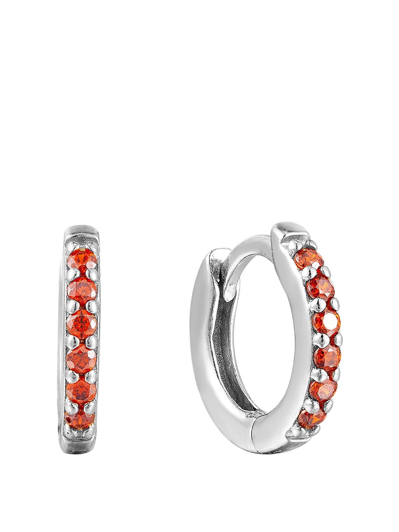 Seol + Gold Birthstone CZ Tiny Hoop Earrings