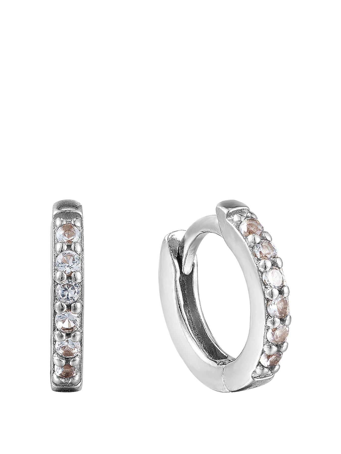 Seol + Gold Birthstone CZ Tiny Hoop Earrings