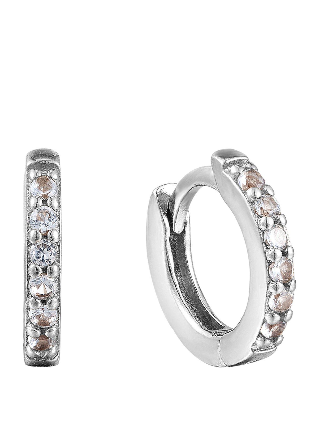Seol + Gold Birthstone CZ Tiny Hoop Earrings