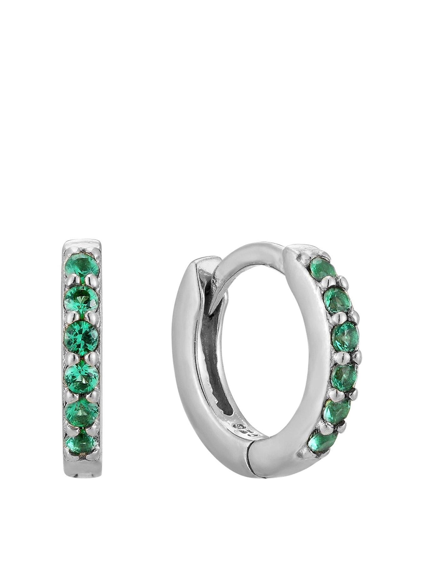 Seol + Gold Birthstone CZ Tiny Hoop Earrings