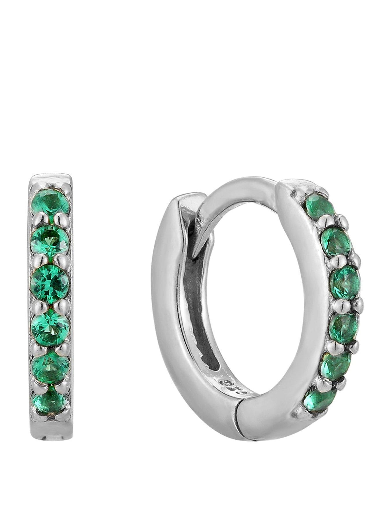 Seol + Gold Birthstone CZ Tiny Hoop Earrings