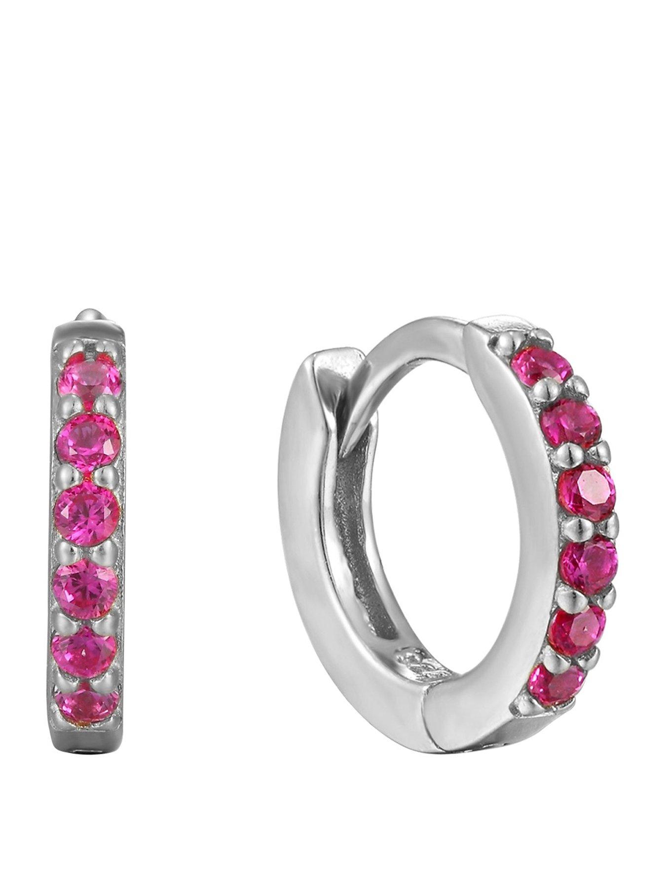 Seol + Gold Birthstone CZ Tiny Hoop Earrings