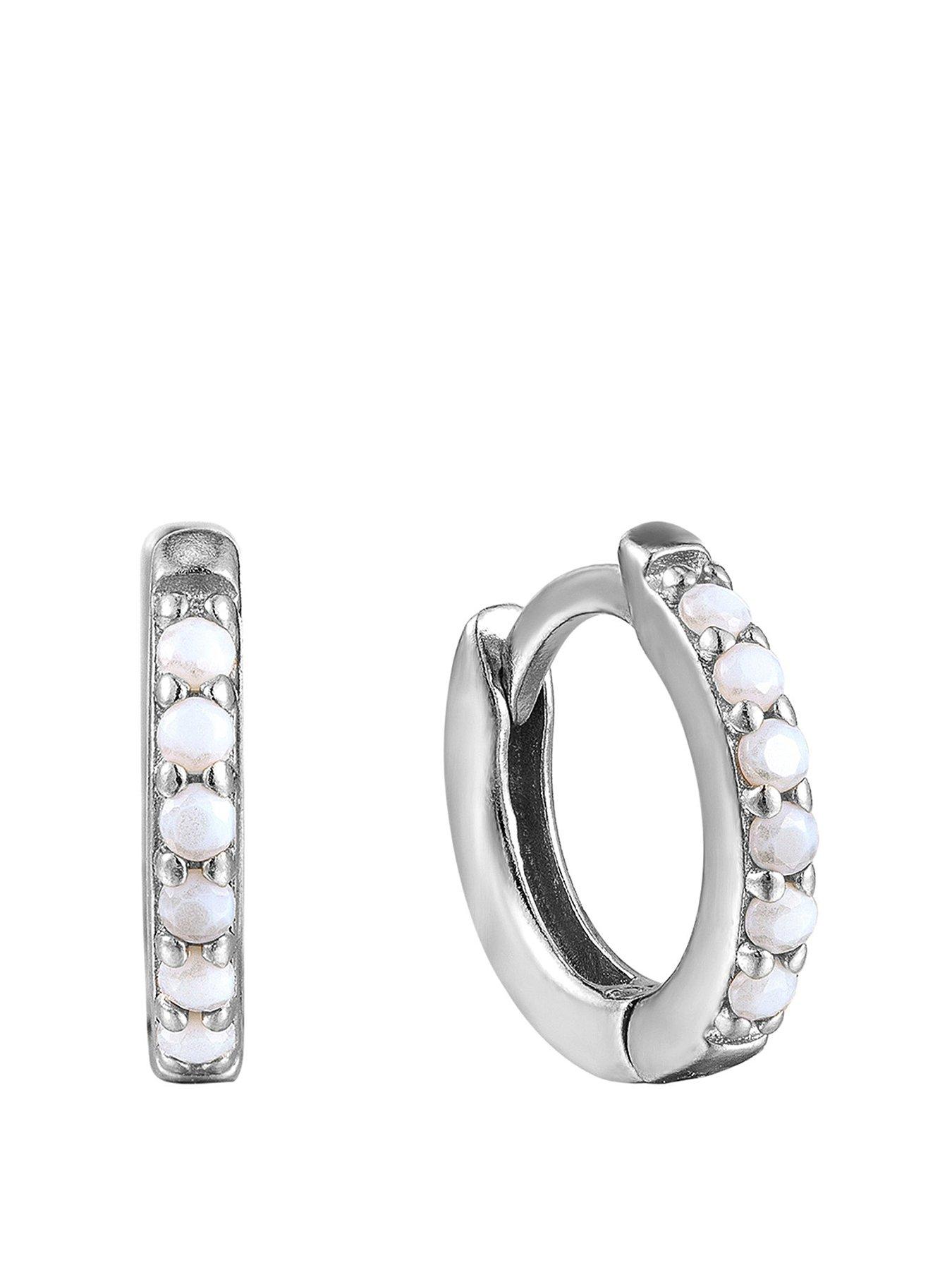 Seol + Gold Birthstone CZ Tiny Hoop Earrings