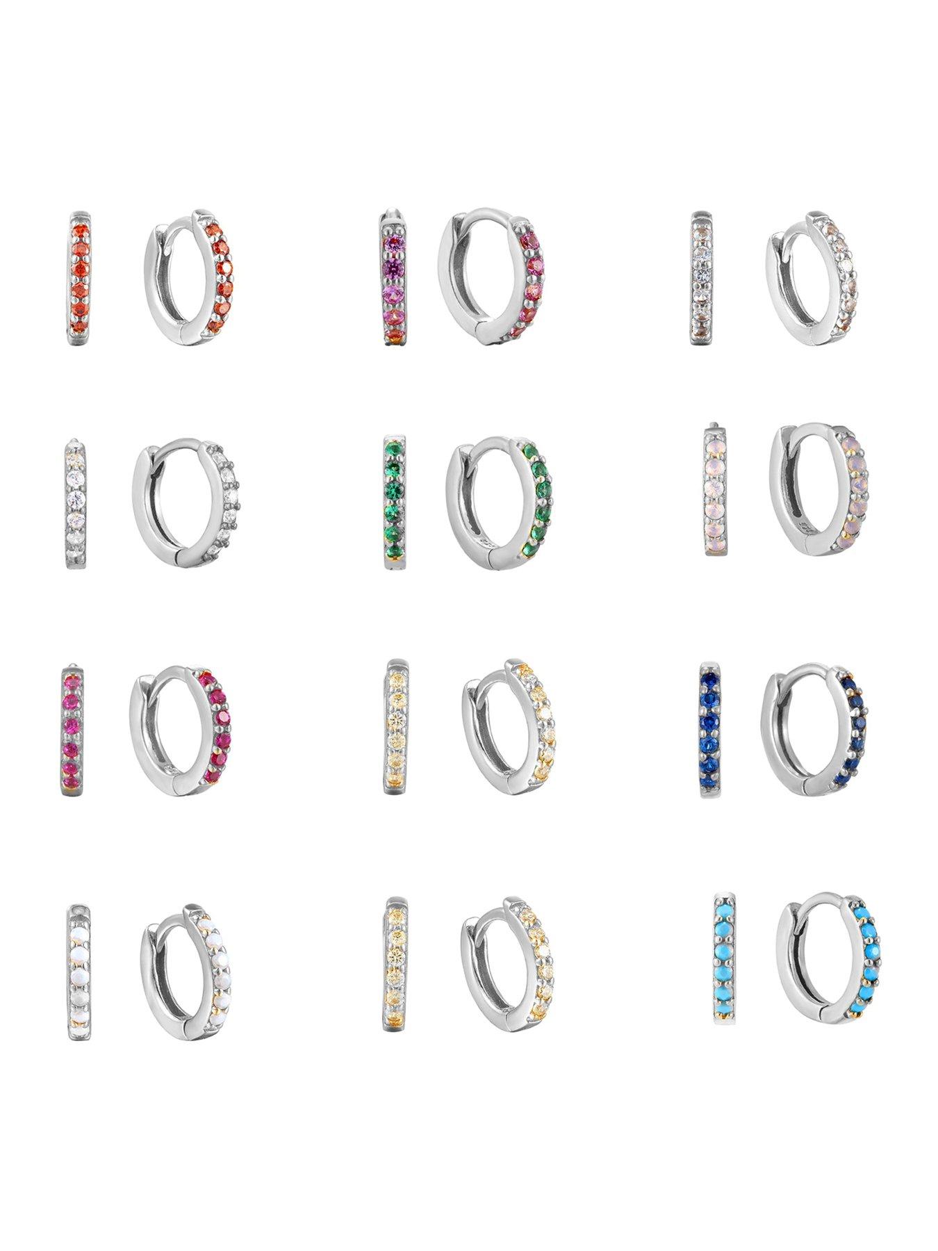 Image 2 of 5 of Seol + Gold Birthstone CZ Tiny Hoop Earrings