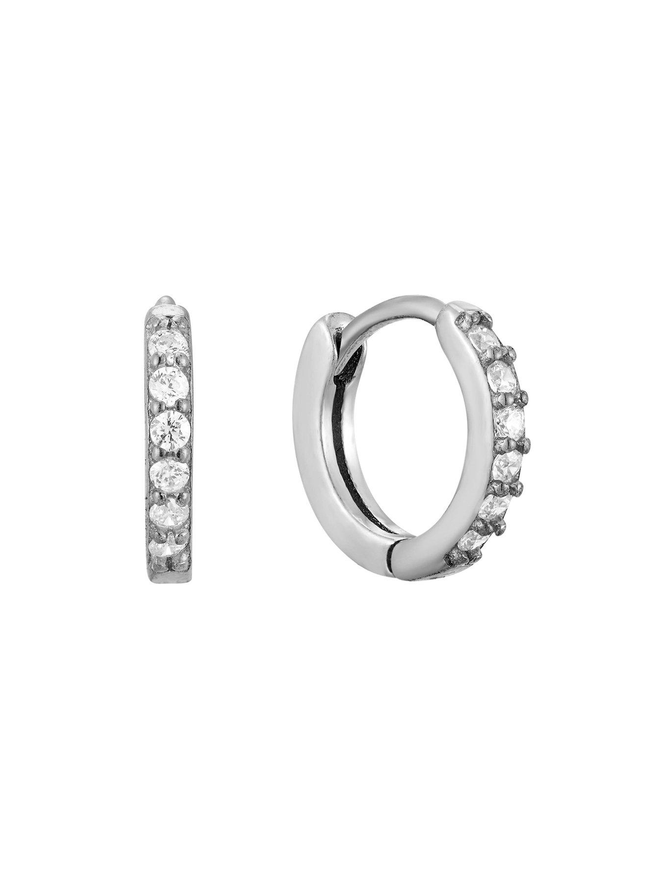 Image 5 of 5 of Seol + Gold Birthstone CZ Tiny Hoop Earrings