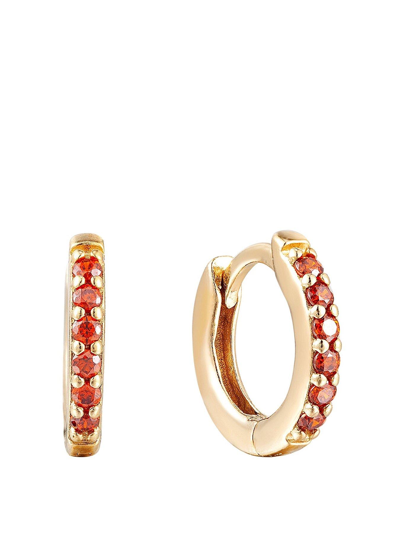 Seol + Gold Birthstone CZ Tiny Hoop Earrings