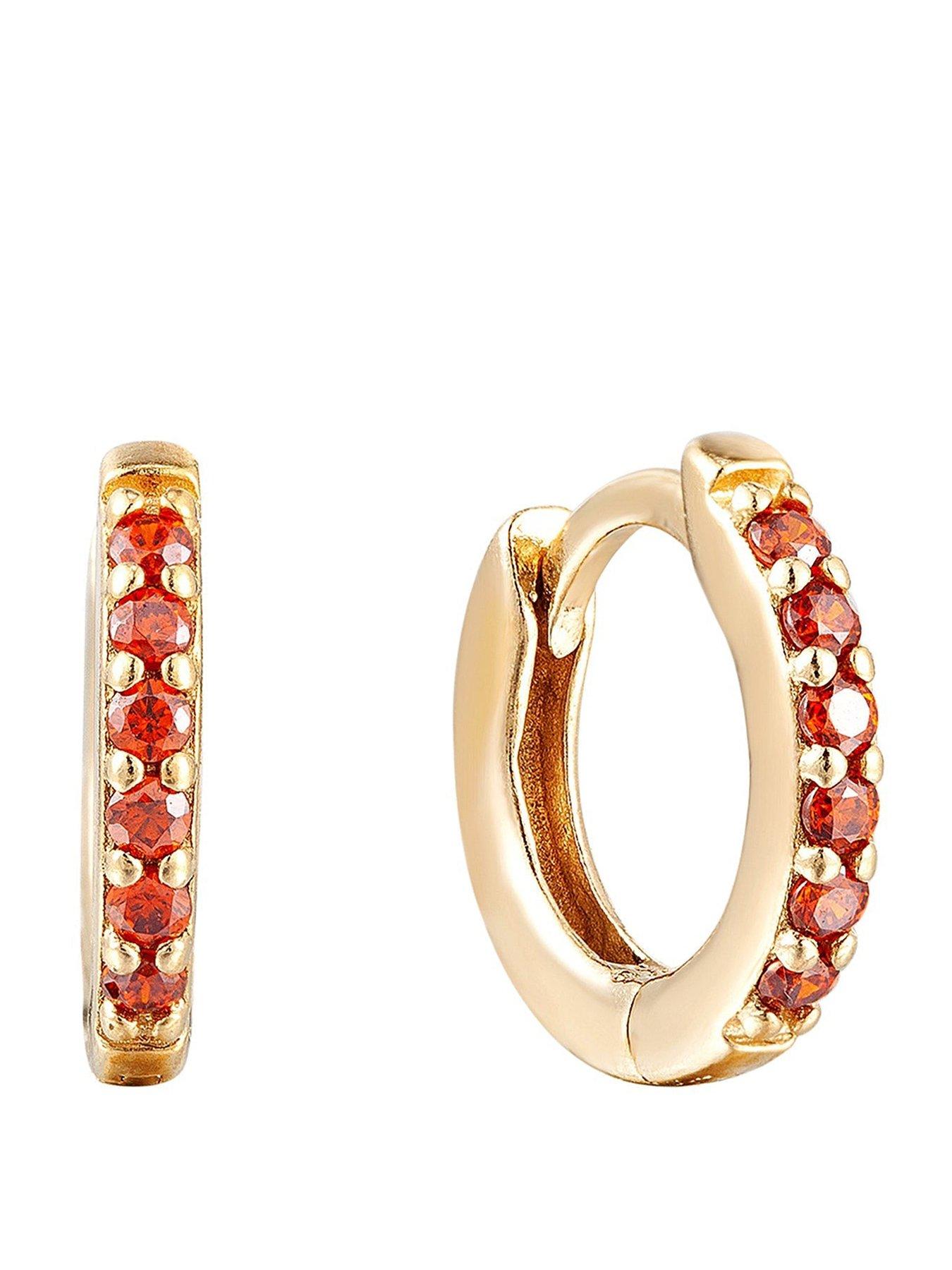 Seol + Gold Birthstone CZ Tiny Hoop Earrings