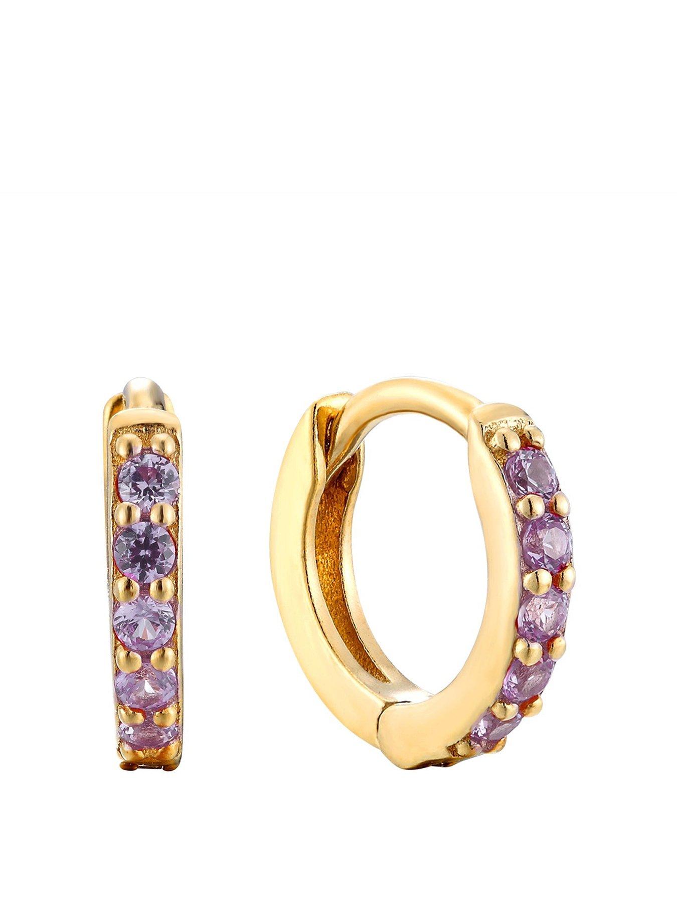 undefined Birthstone CZ Tiny Hoop Earrings