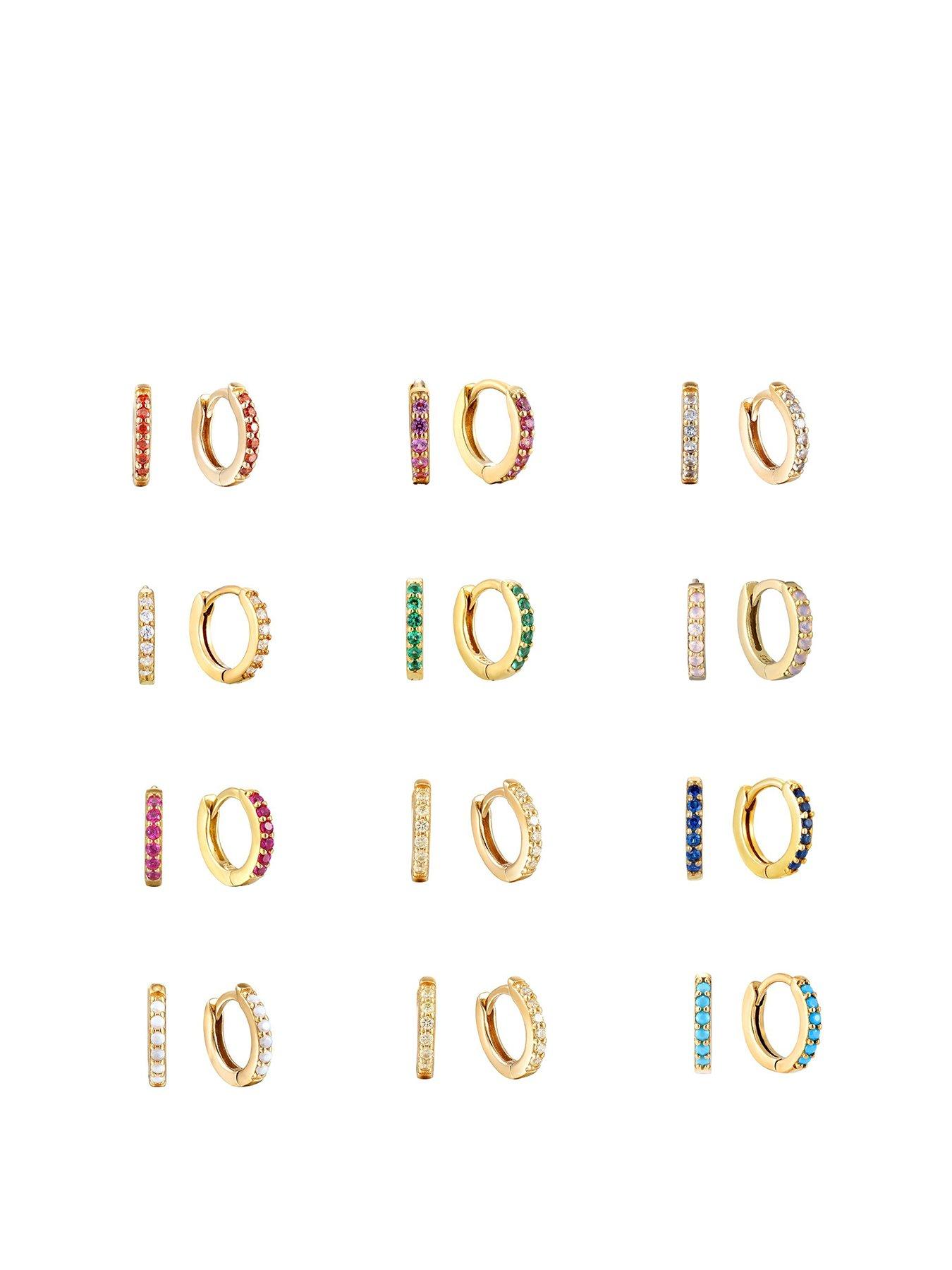 Seol + Gold Birthstone CZ Tiny Hoop Earrings