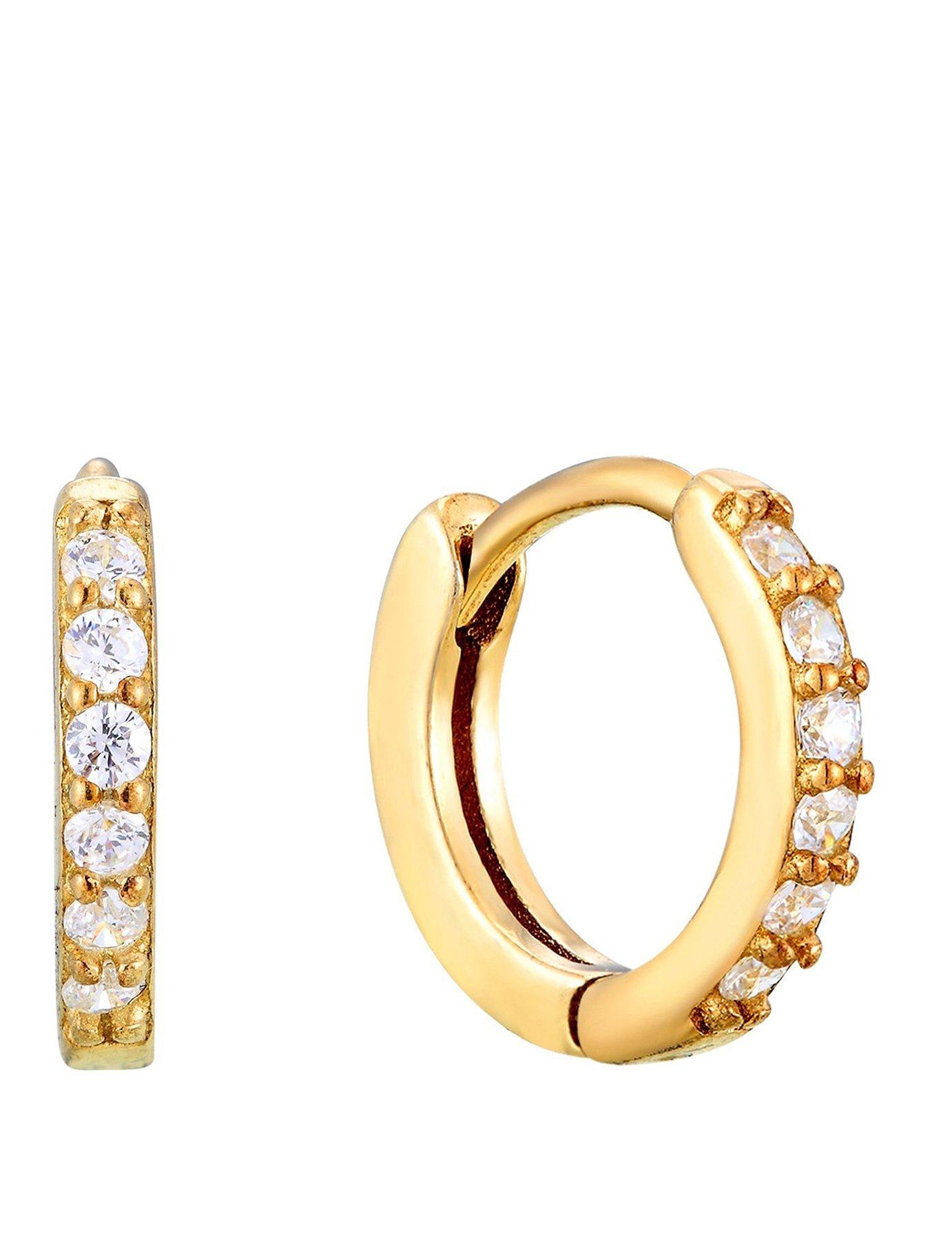 Seol + Gold Birthstone CZ Tiny Hoop Earrings