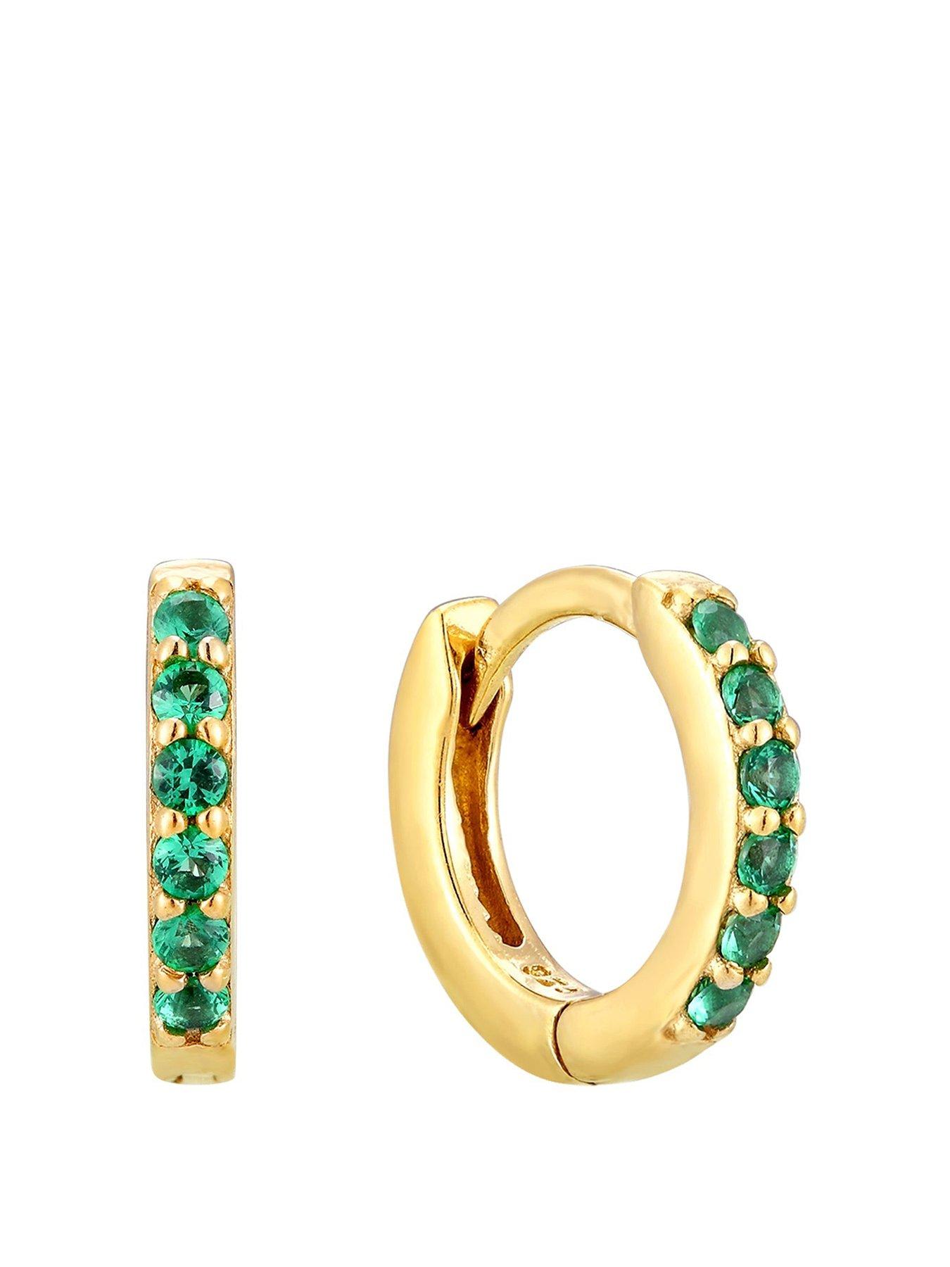 Seol + Gold Birthstone CZ Tiny Hoop Earrings