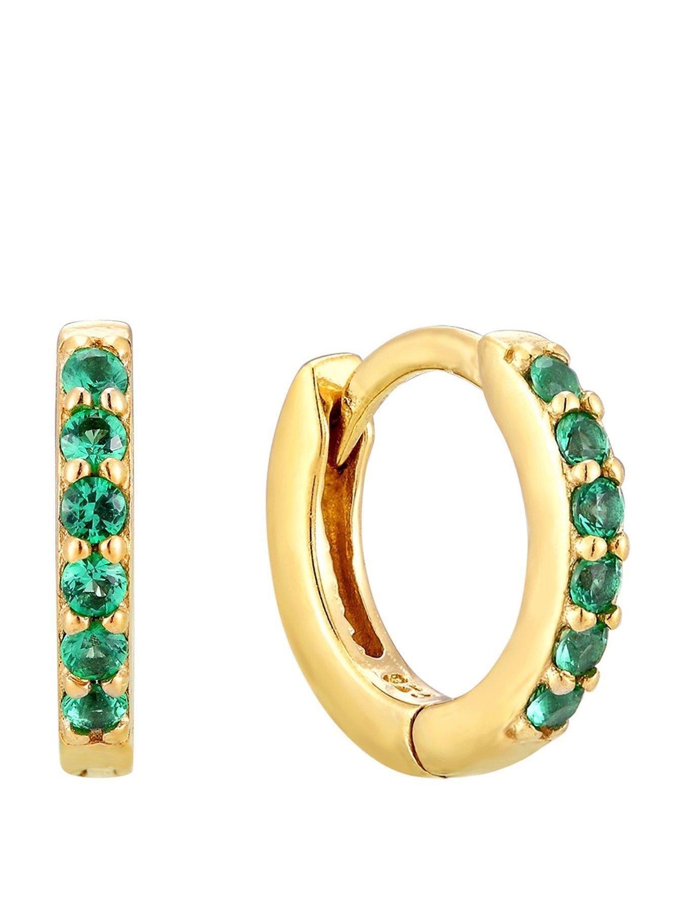 Seol + Gold Birthstone CZ Tiny Hoop Earrings