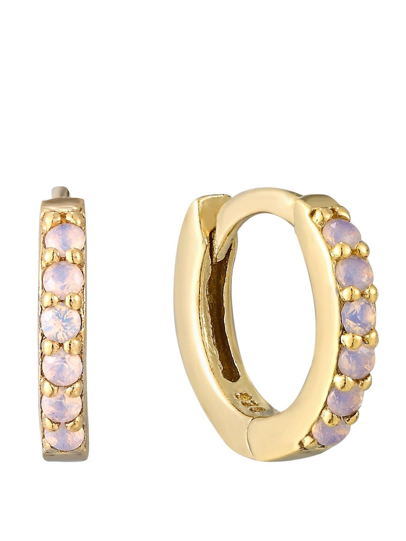 Seol + Gold Birthstone CZ Tiny Hoop Earrings