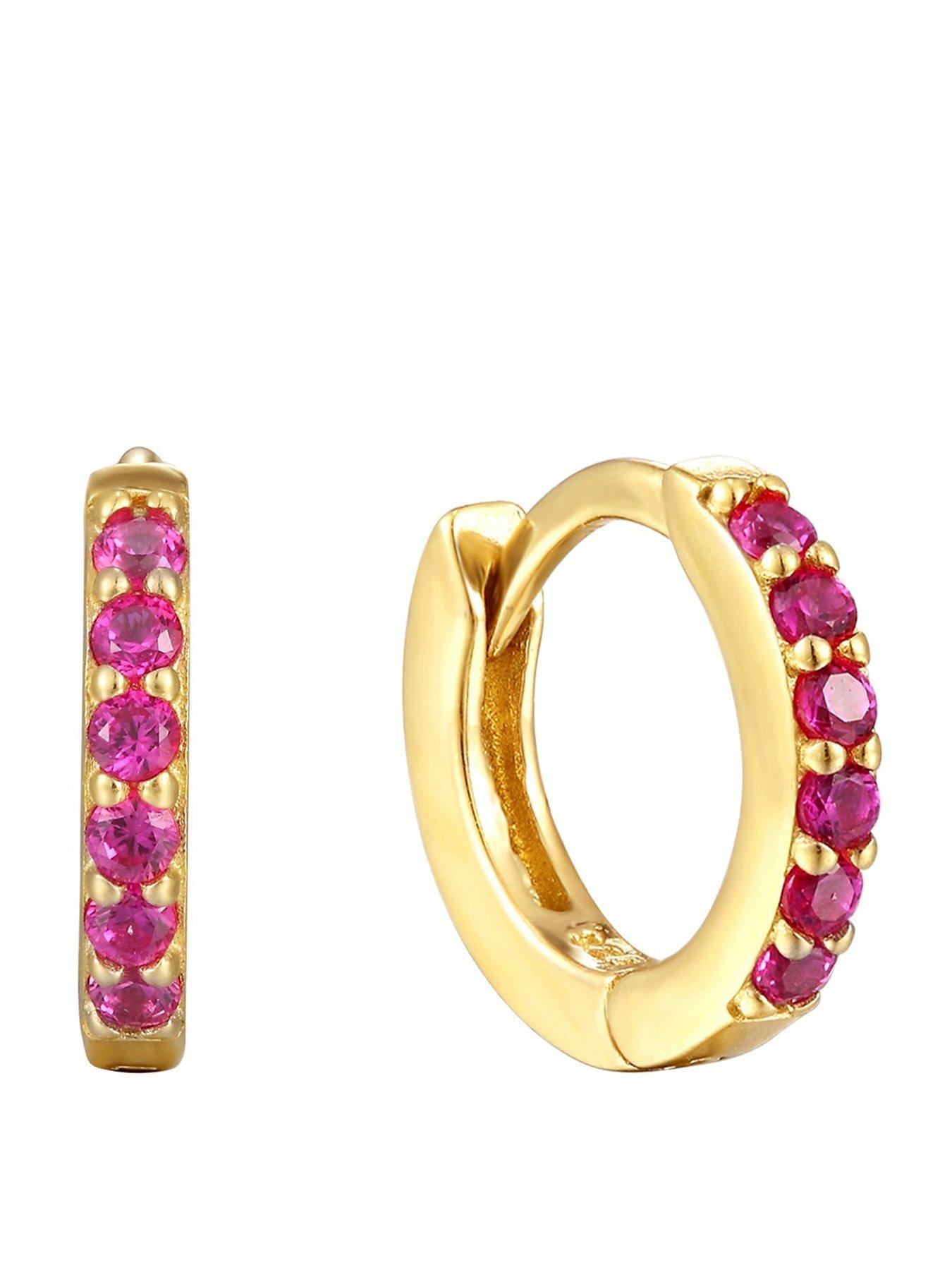Seol + Gold Birthstone CZ Tiny Hoop Earrings