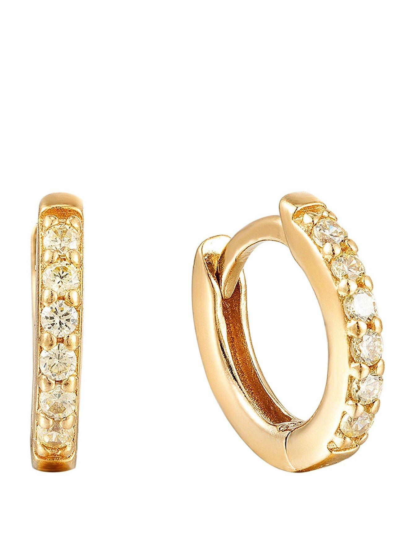 Seol + Gold Birthstone CZ Tiny Hoop Earrings