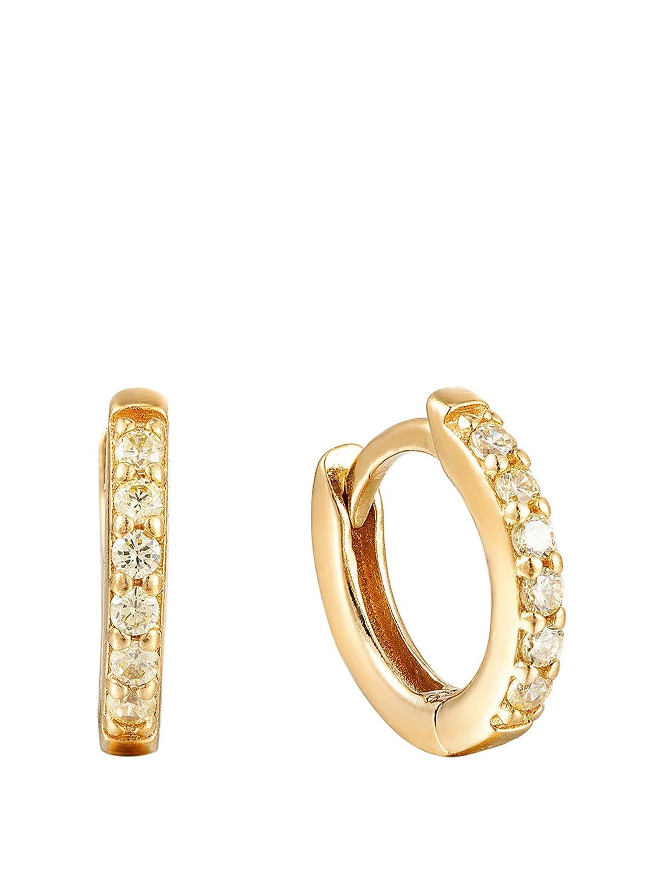 Seol + Gold Birthstone CZ Tiny Hoop Earrings