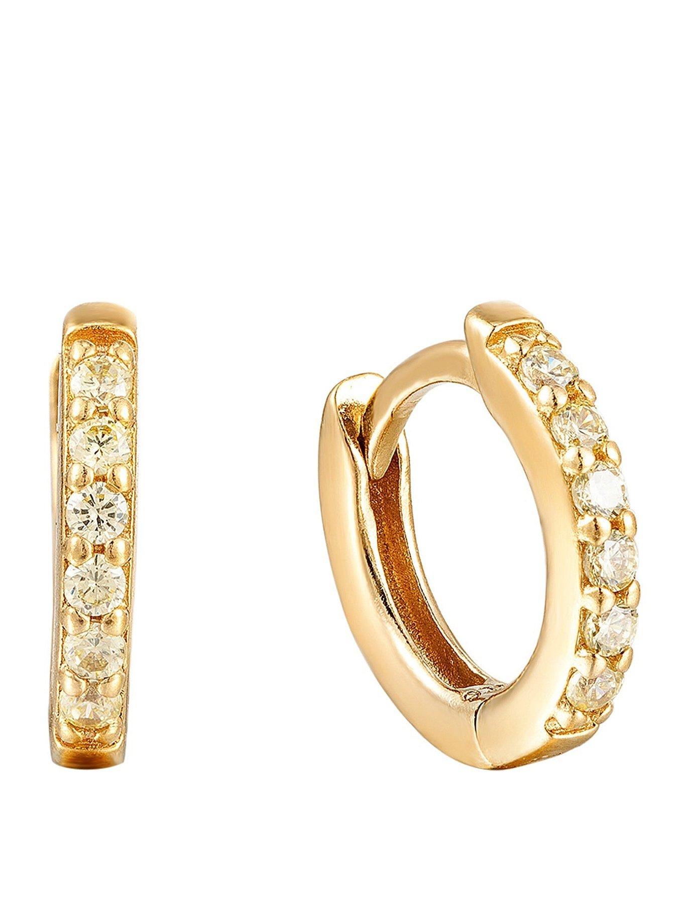 Seol + Gold Birthstone CZ Tiny Hoop Earrings