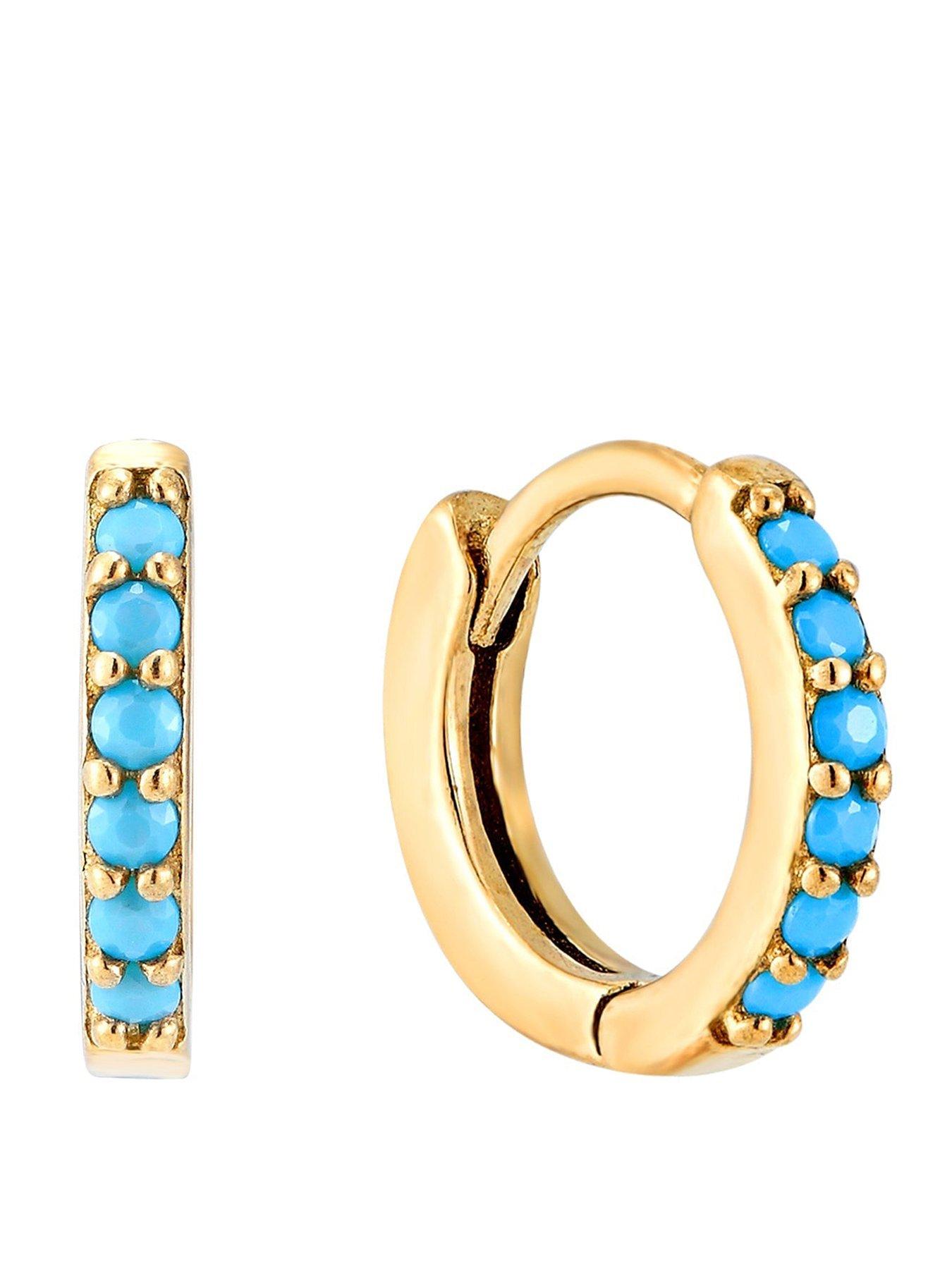 Seol + Gold Birthstone CZ Tiny Hoop Earrings