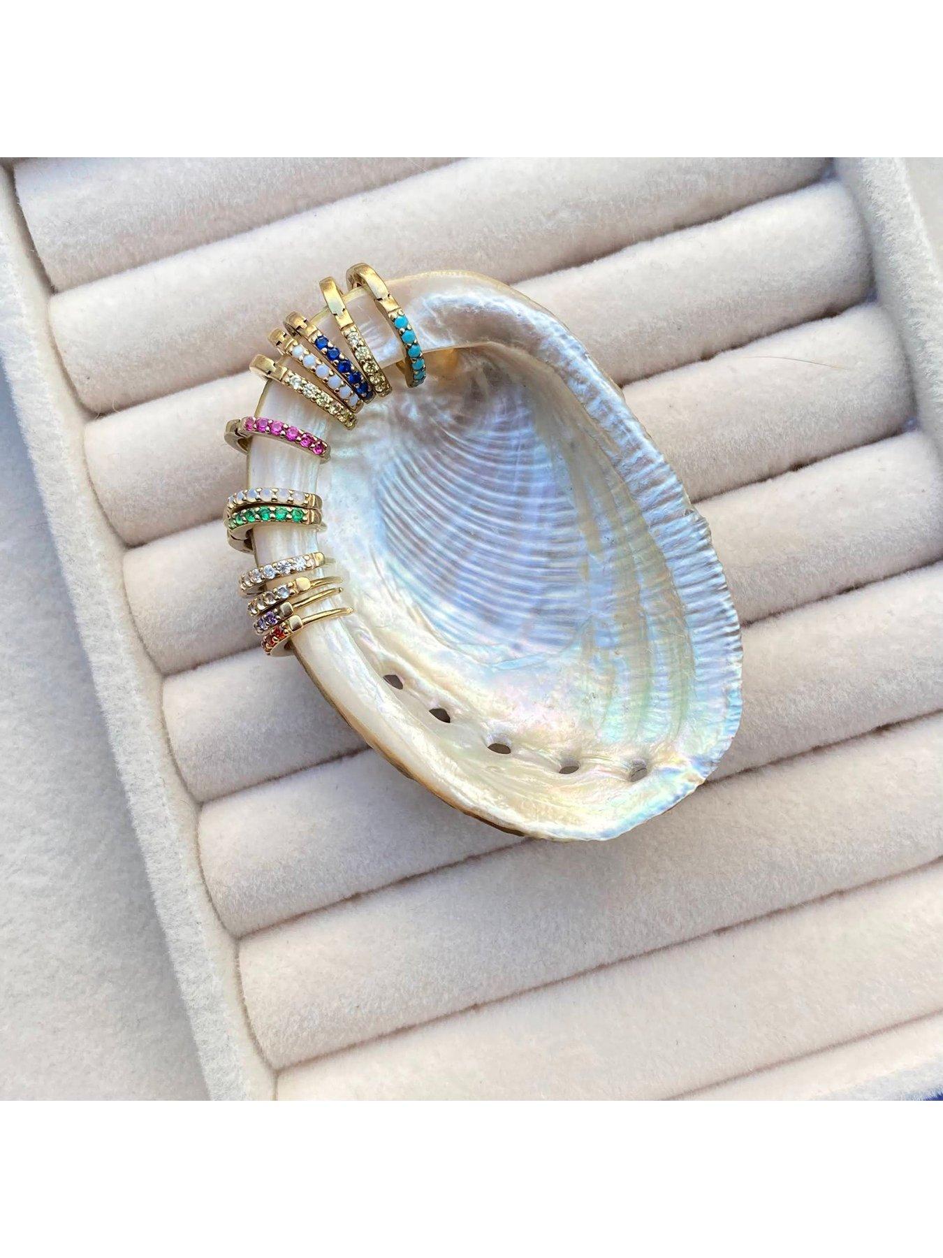 Image 5 of 7 of Seol + Gold Birthstone CZ Tiny Hoop Earrings