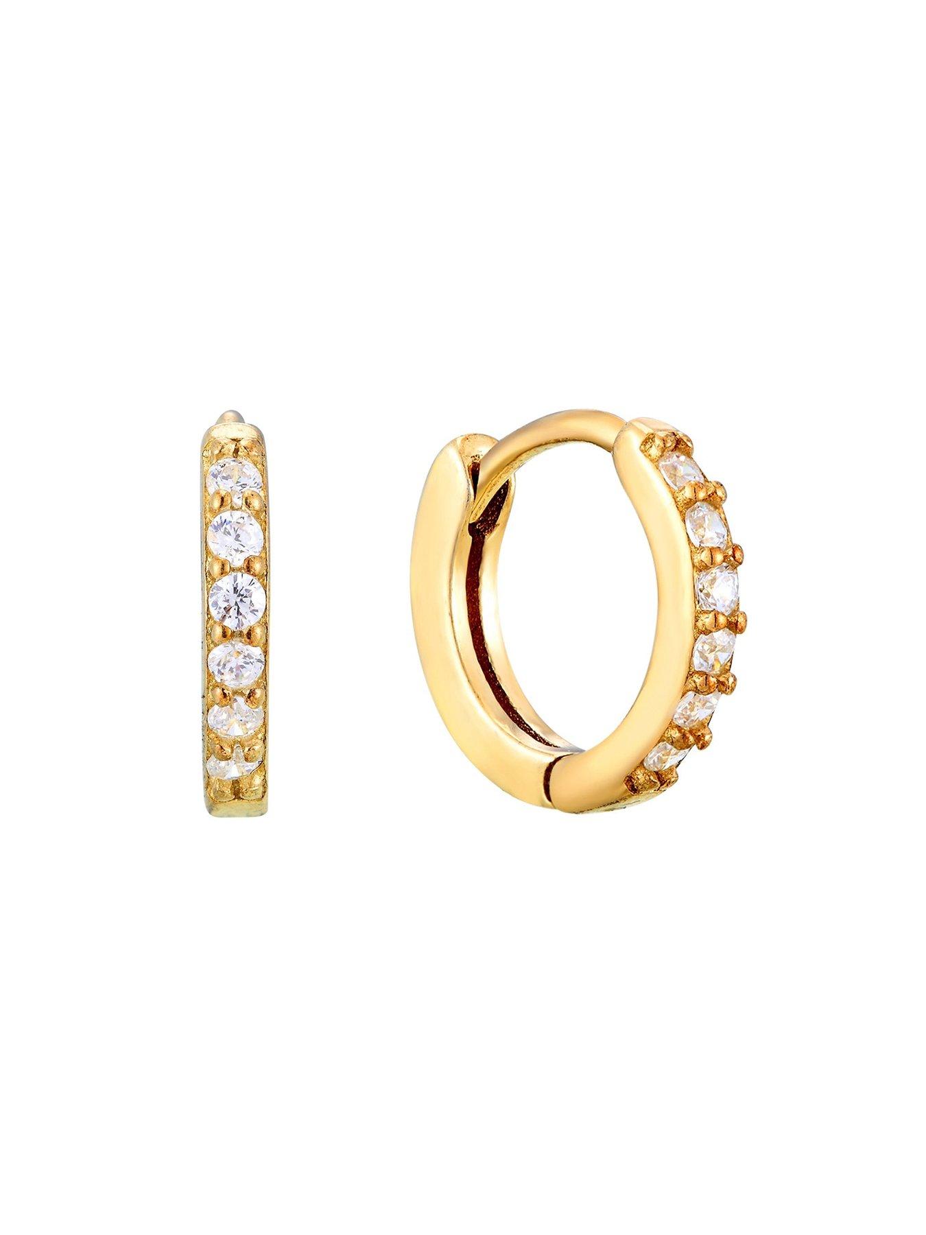 Image 7 of 7 of Seol + Gold Birthstone CZ Tiny Hoop Earrings