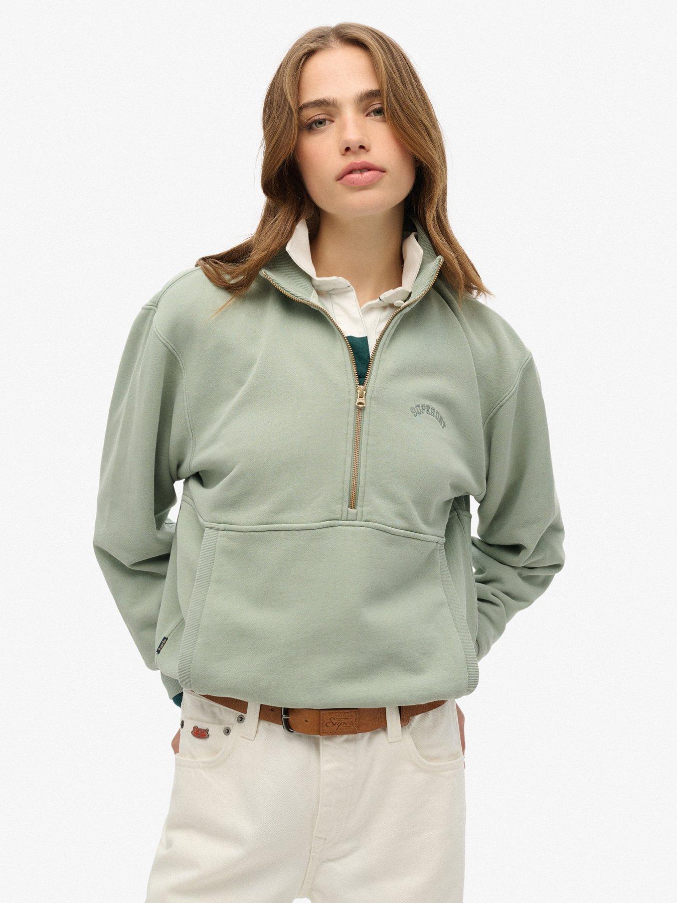 Superdry Essential Logo Oversized Half Zip Sweatshirt - Green