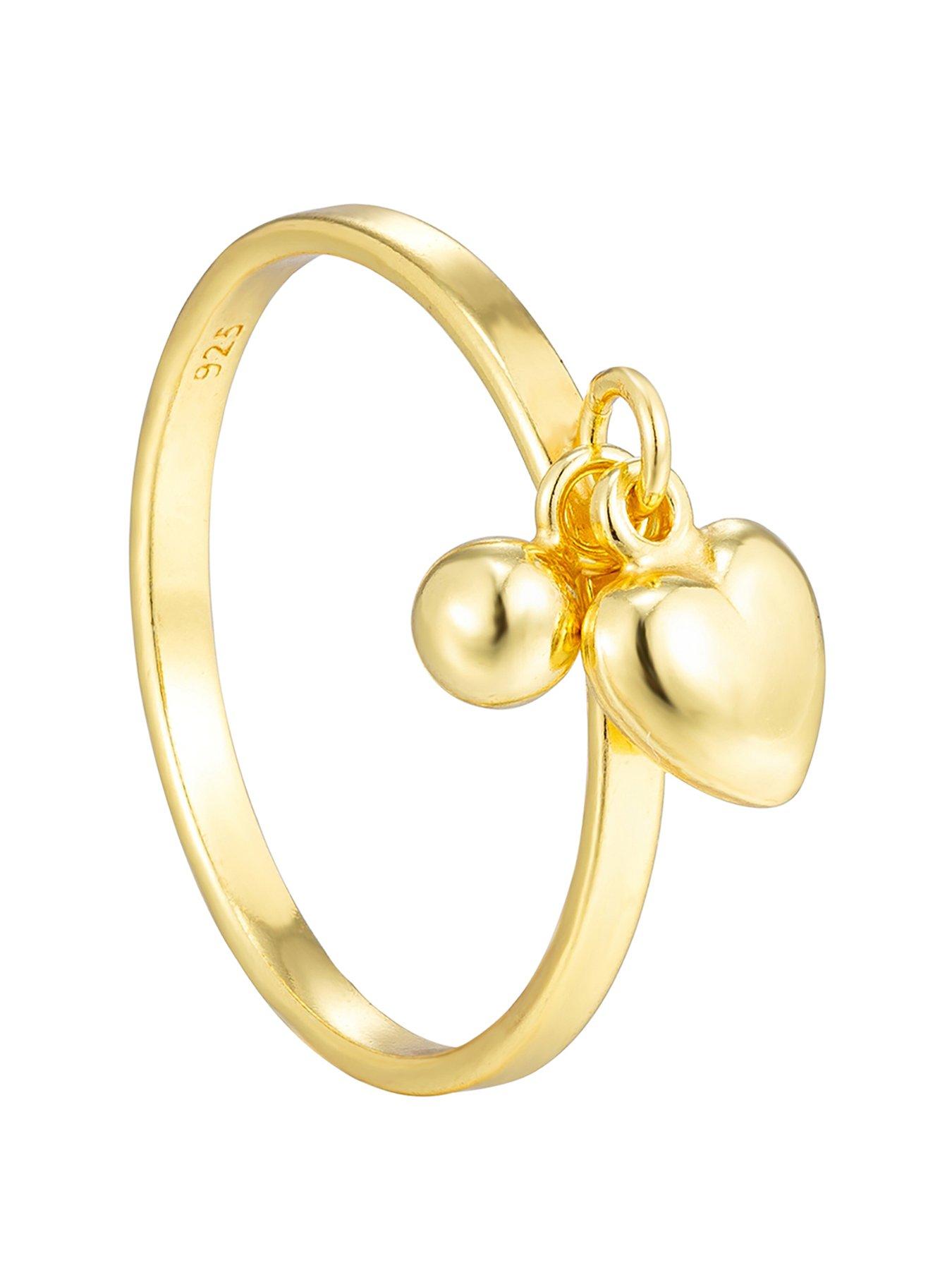 Seol + Gold Puffed Heart Charm Ring