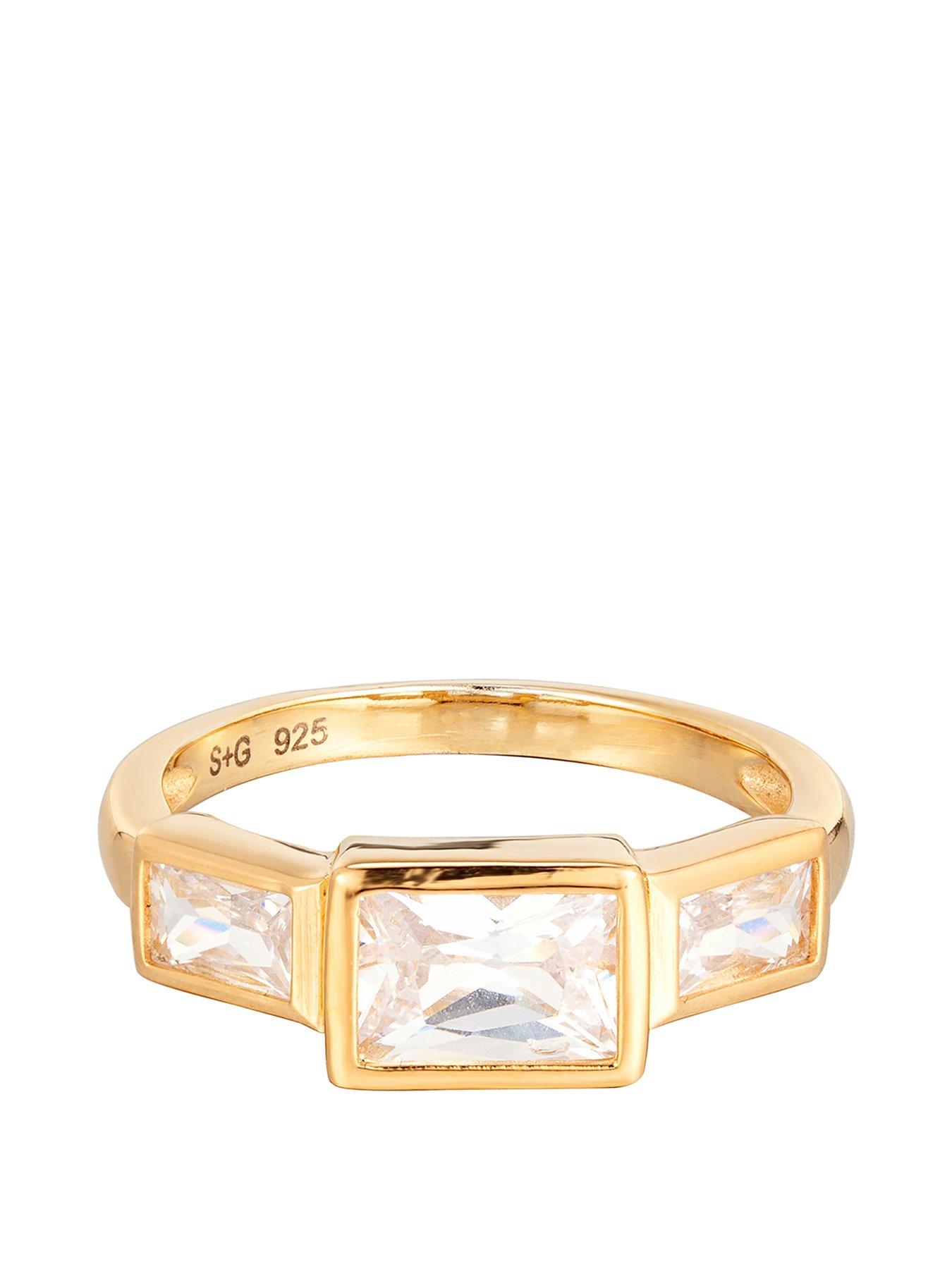Image 1 of 5 of Seol + Gold CZ Rectangle Ring