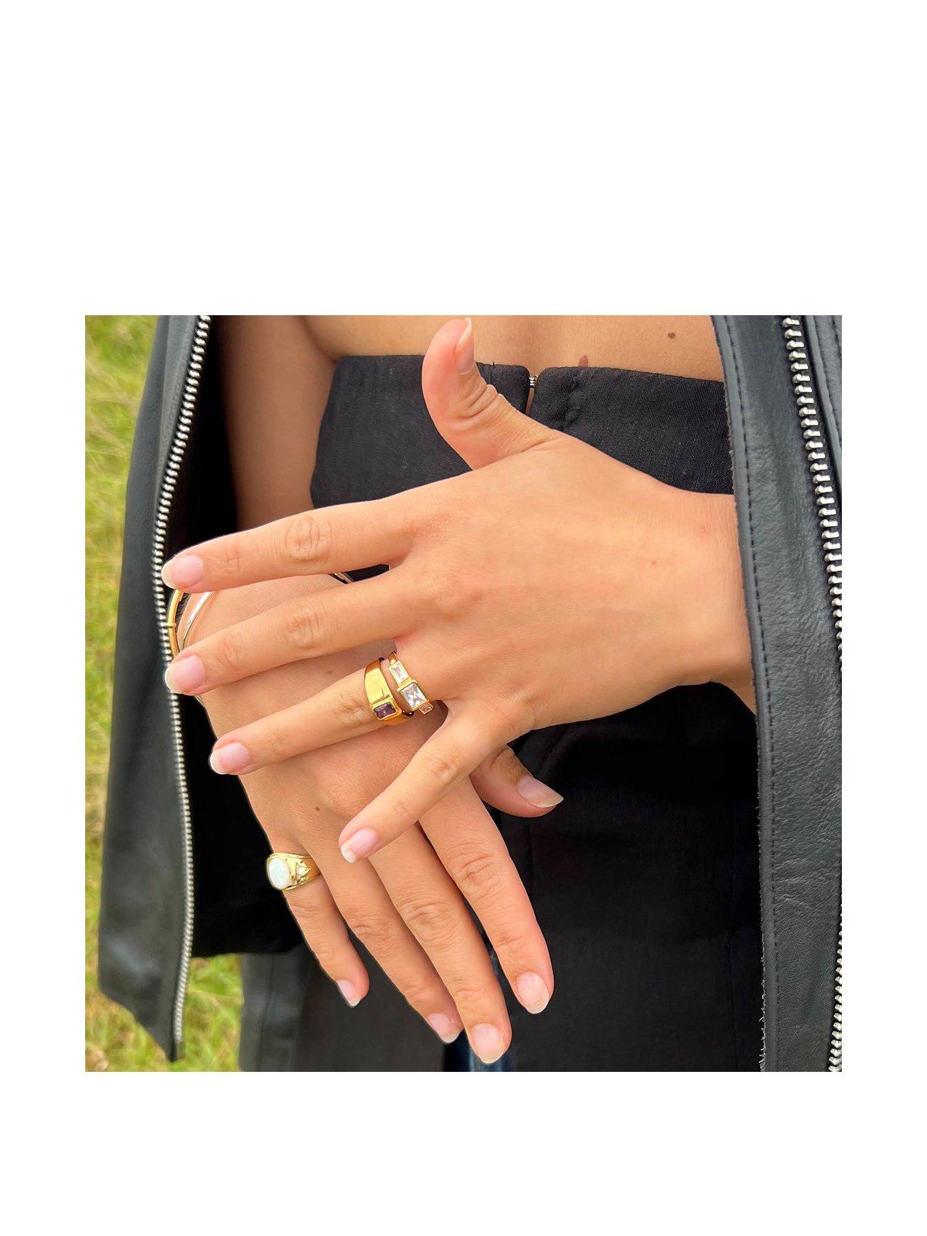 Image 2 of 5 of Seol + Gold CZ Rectangle Ring