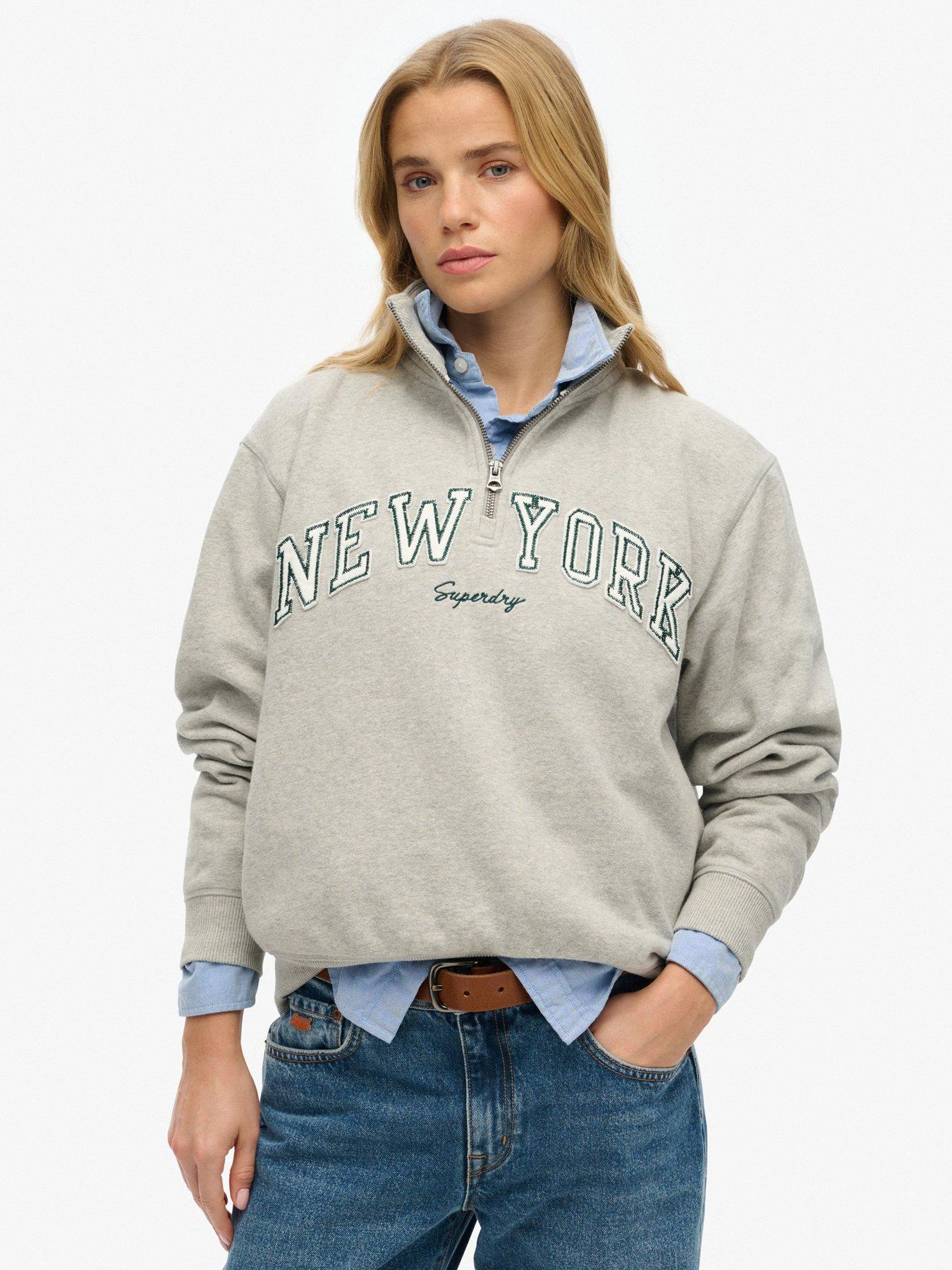 undefined Athletic Essentials Applique Half Zip Sweatshirt - Grey