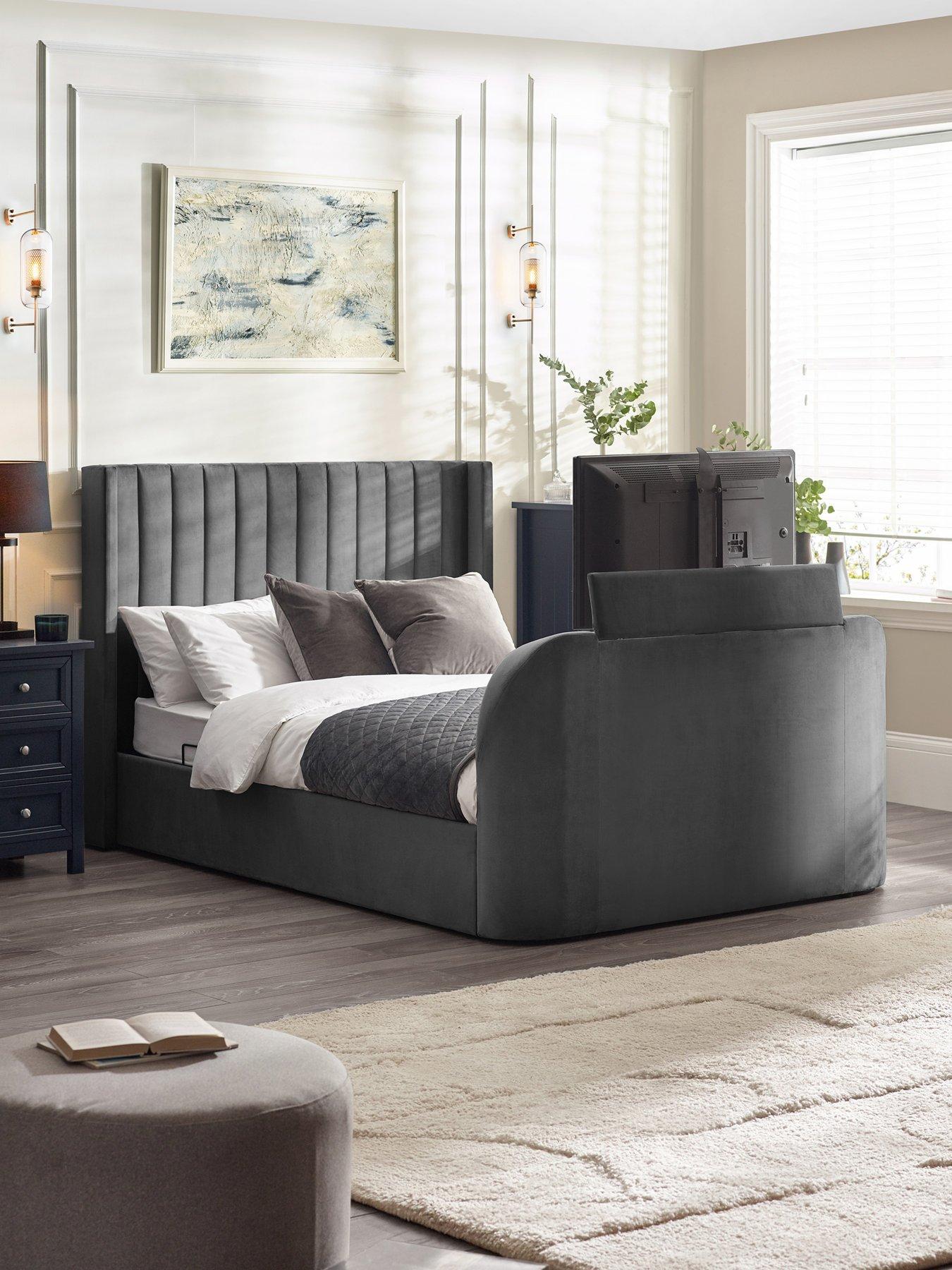 undefined Clara Side Lift Ottoman Storage TV Bed - fits up to 43 inch TV - Dark Grey
