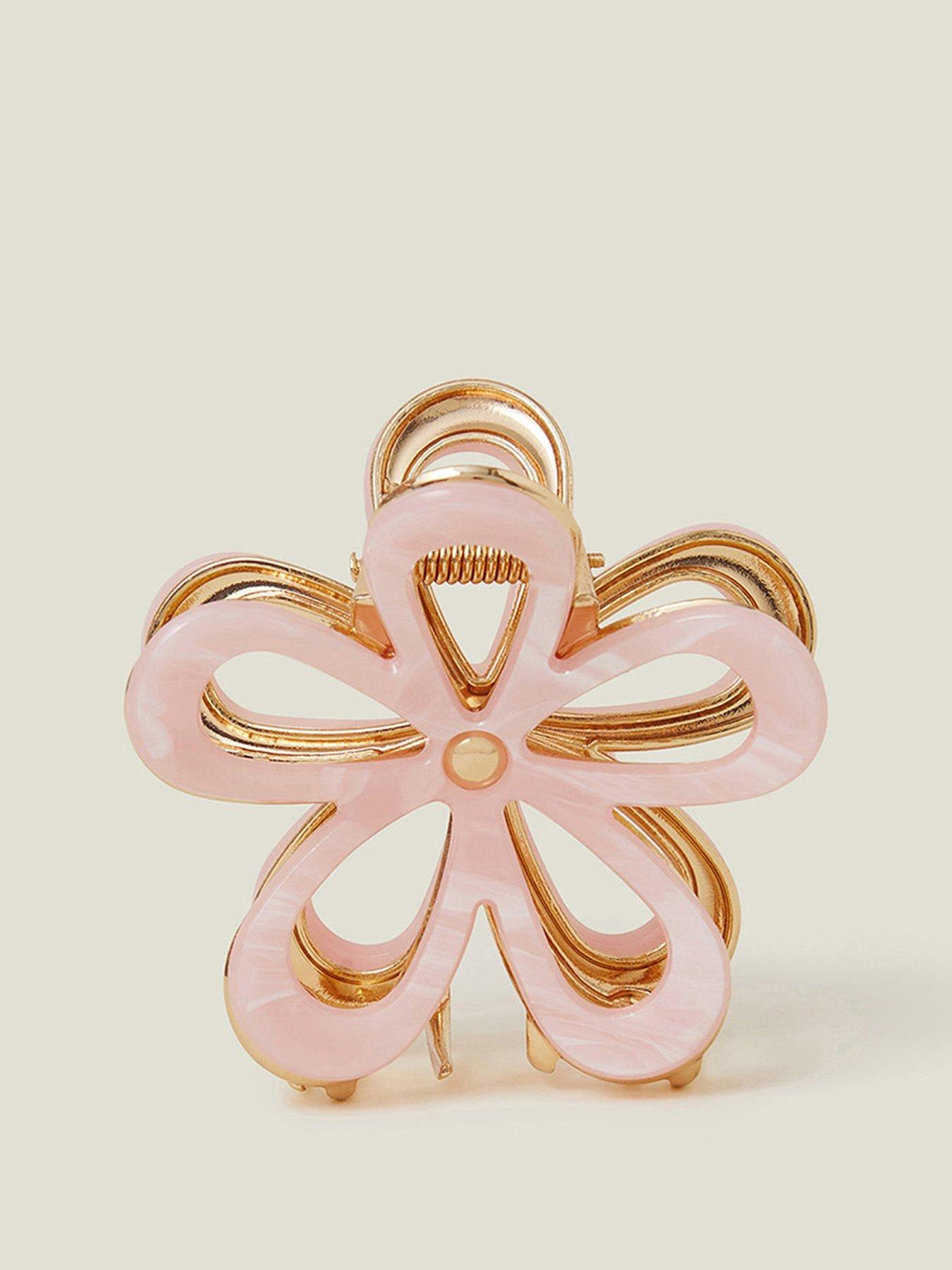Image of Accessorize Marble Metal Flower Claw Clip Pink - Pink
