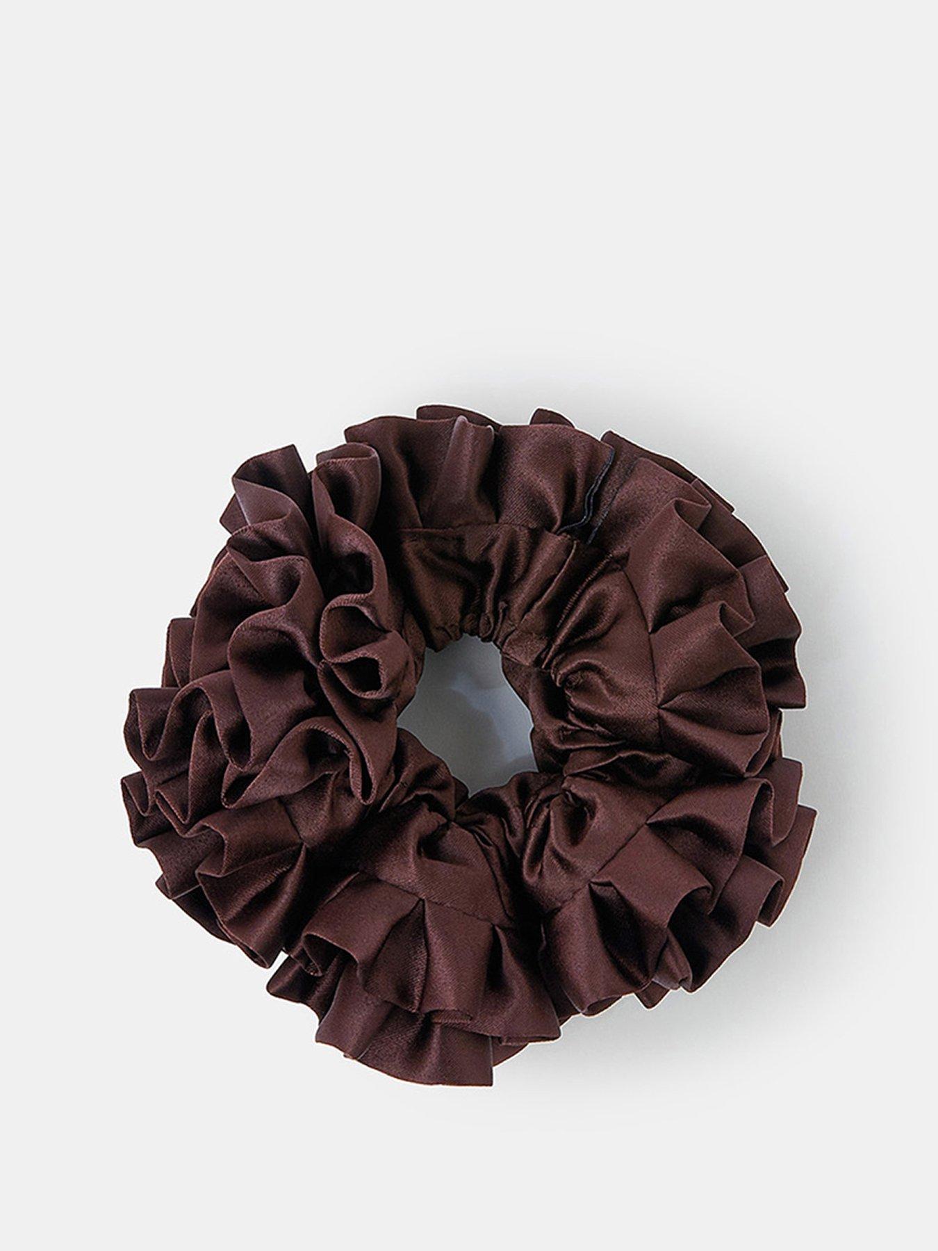 undefined XL Ruffle Scrunchie - Brown
