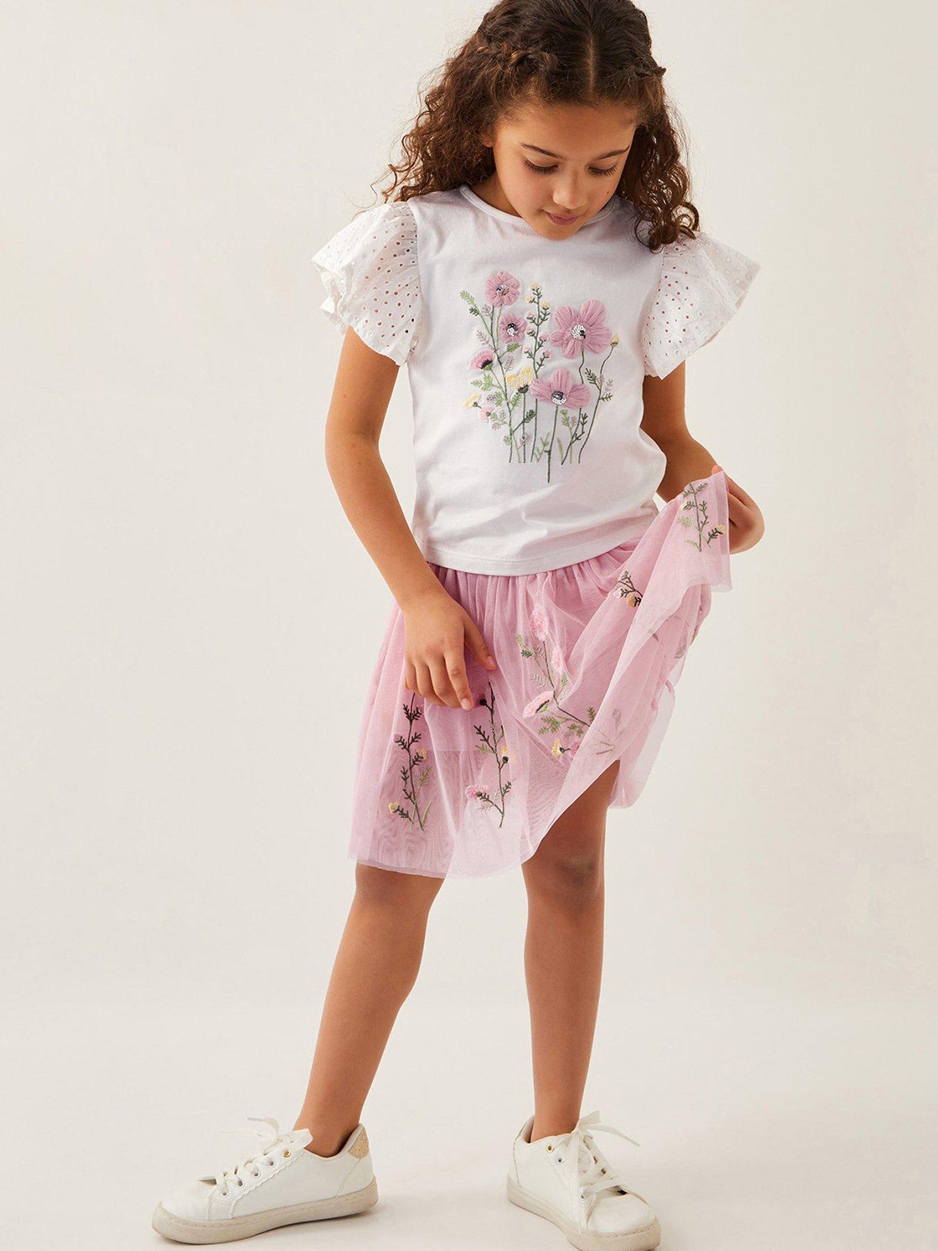 Image of Monsoon Girls Floral Embroidered Disco Set - Multi