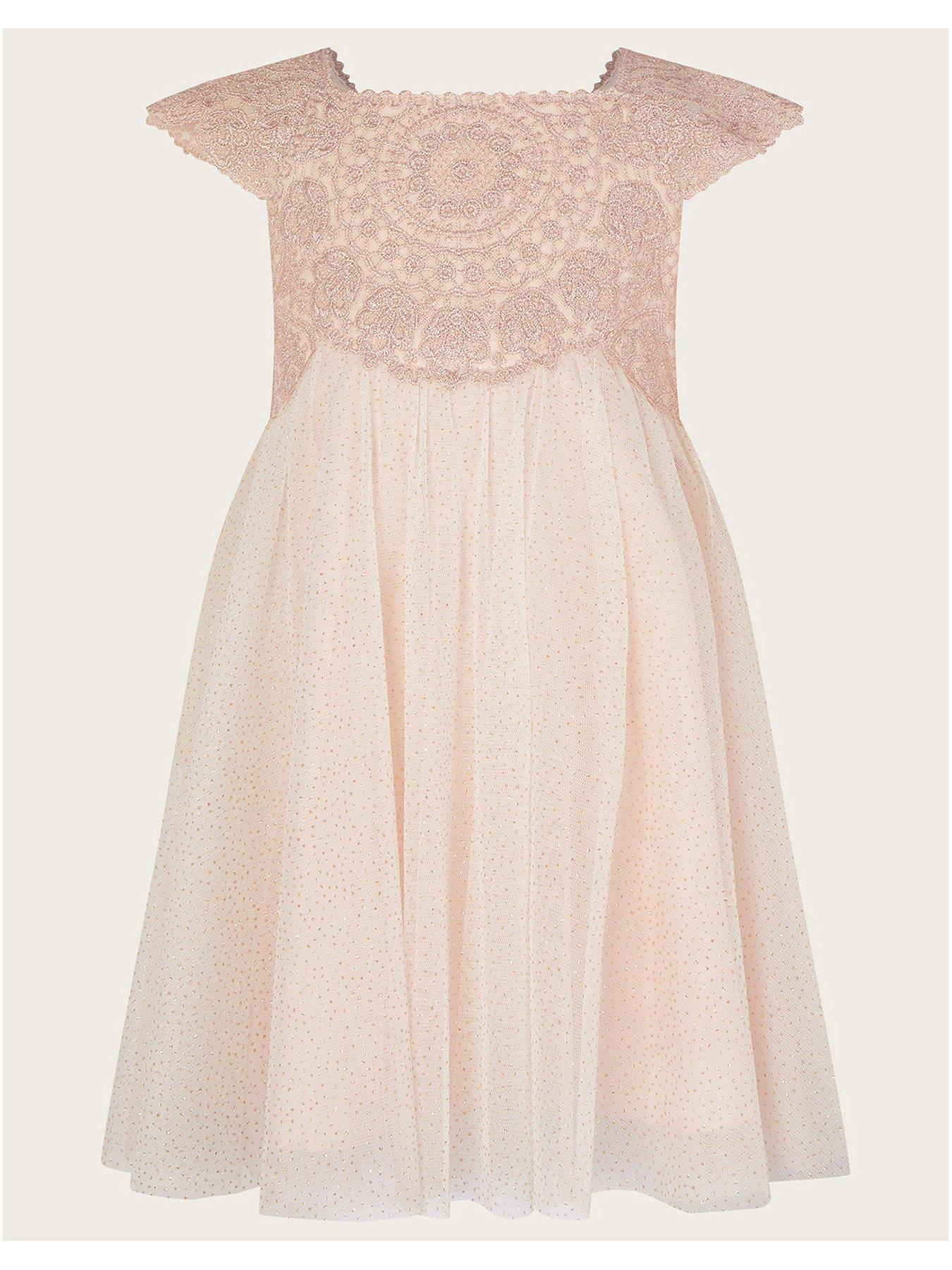 Monsoon Baby Girls Estella Embroidered Tulle Dress - Pink | Very