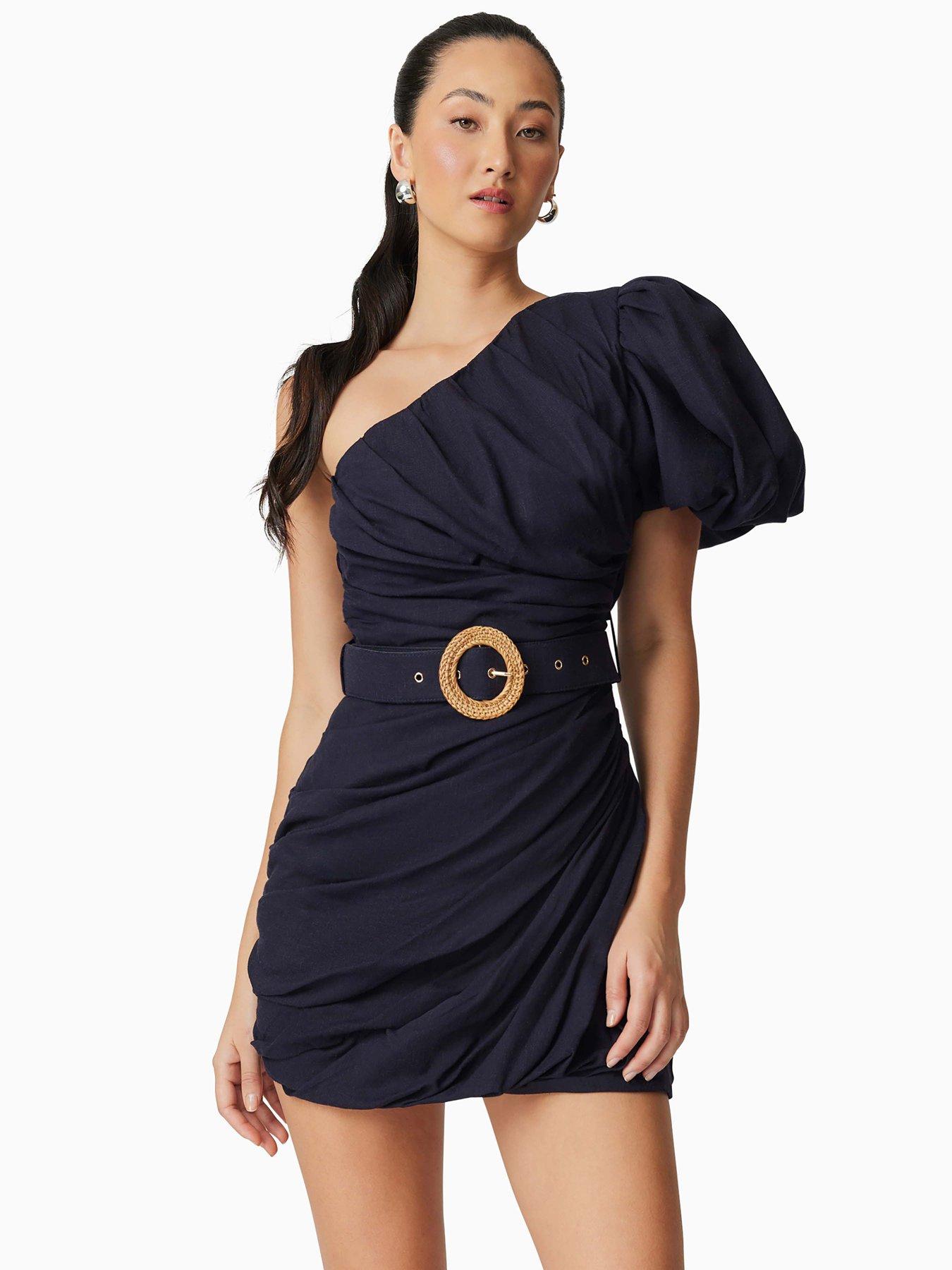 undefined Kara Asymmetrical Mini Dress - Navy
