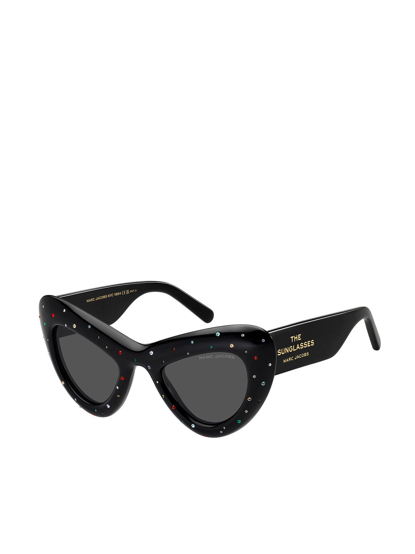 undefined 798/S Str Cateye Sparkle Acetate Sunglasses - Black